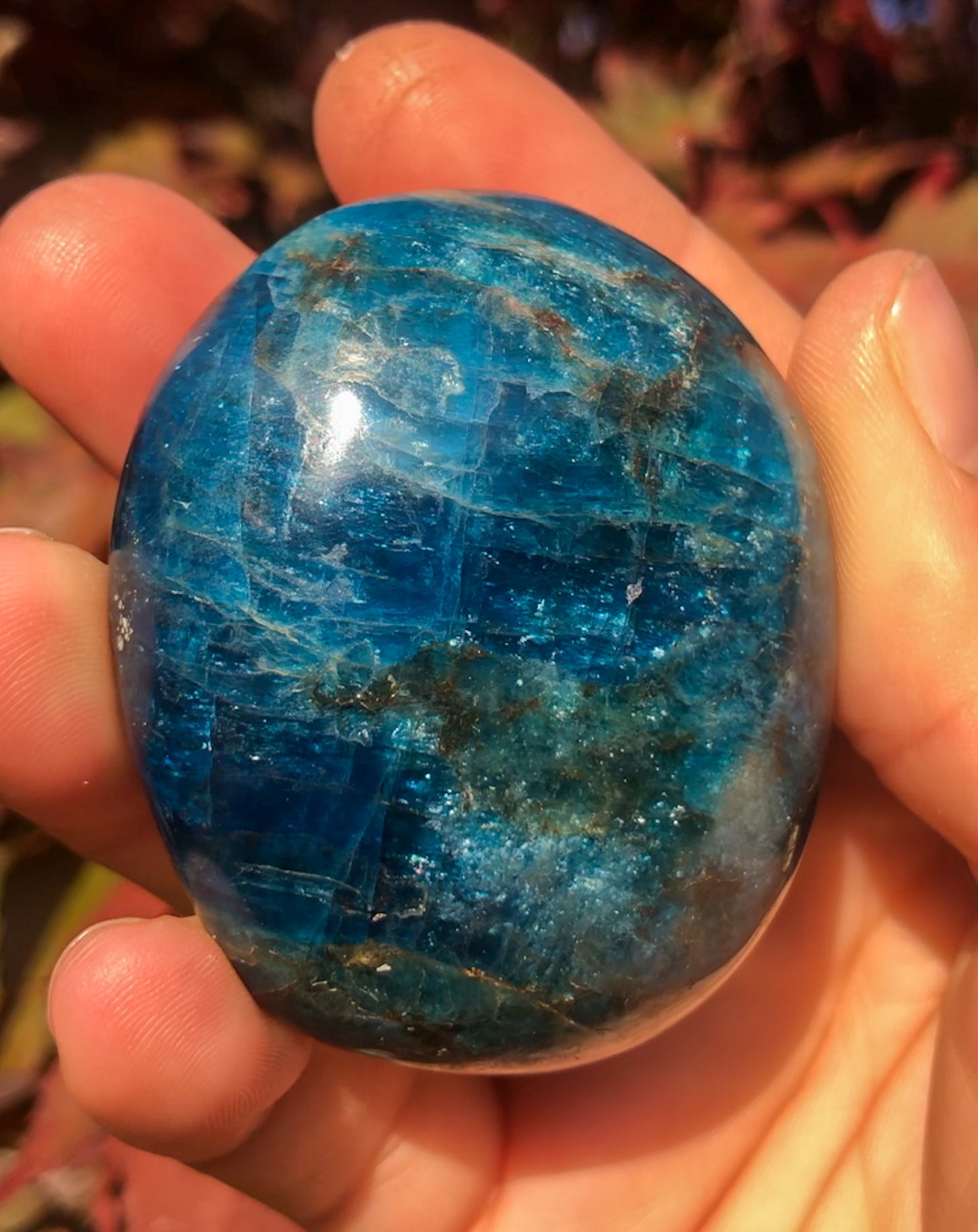 Gorgeous Blue Apatite Palm Stone