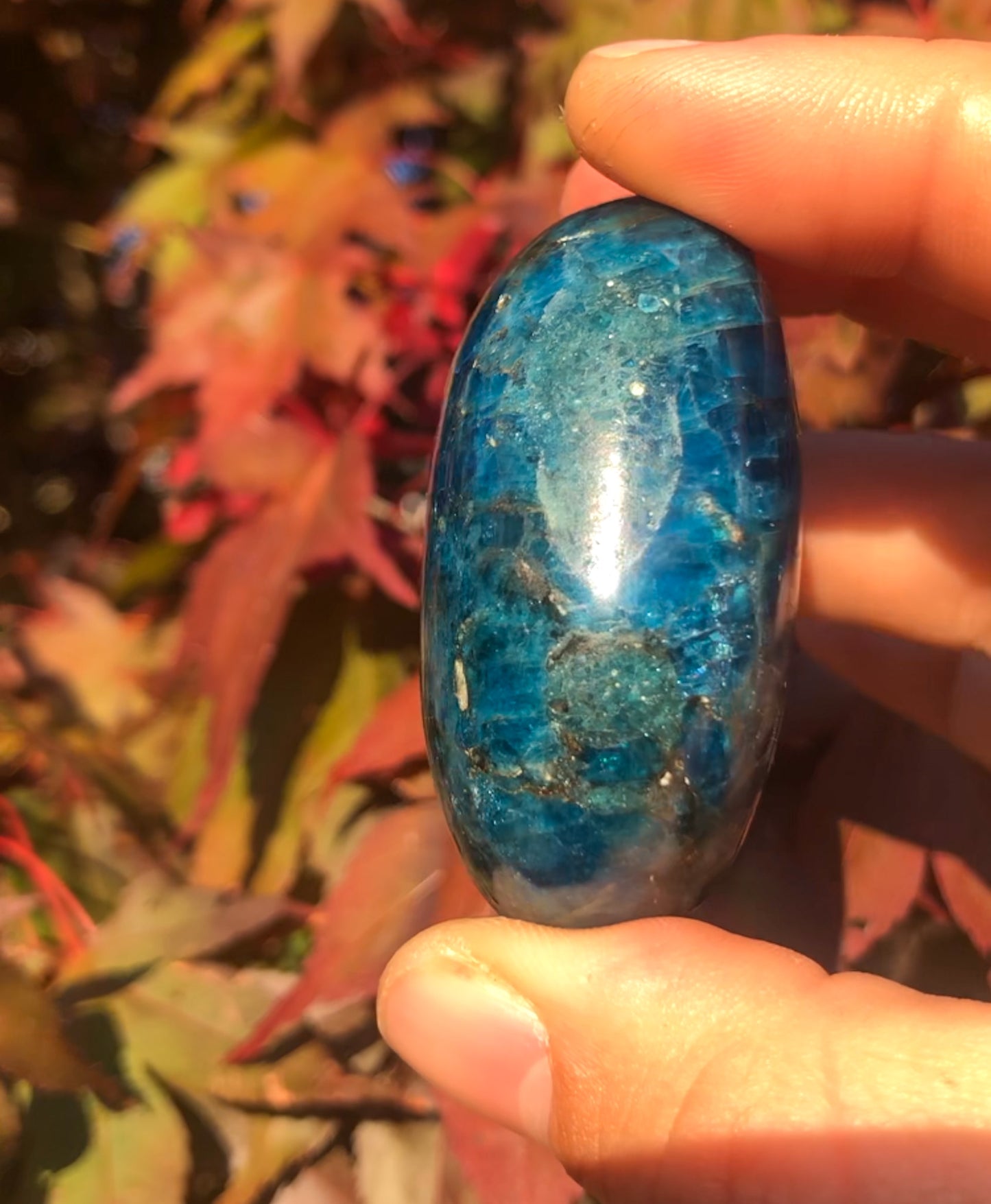 Gorgeous Blue Apatite Palm Stone