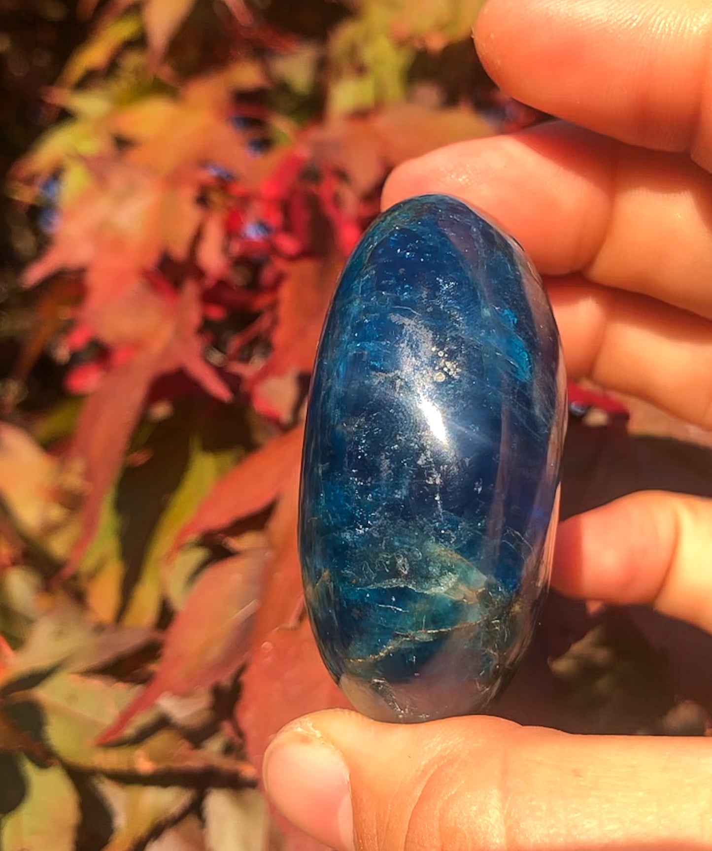Gorgeous Blue Apatite Palm Stone