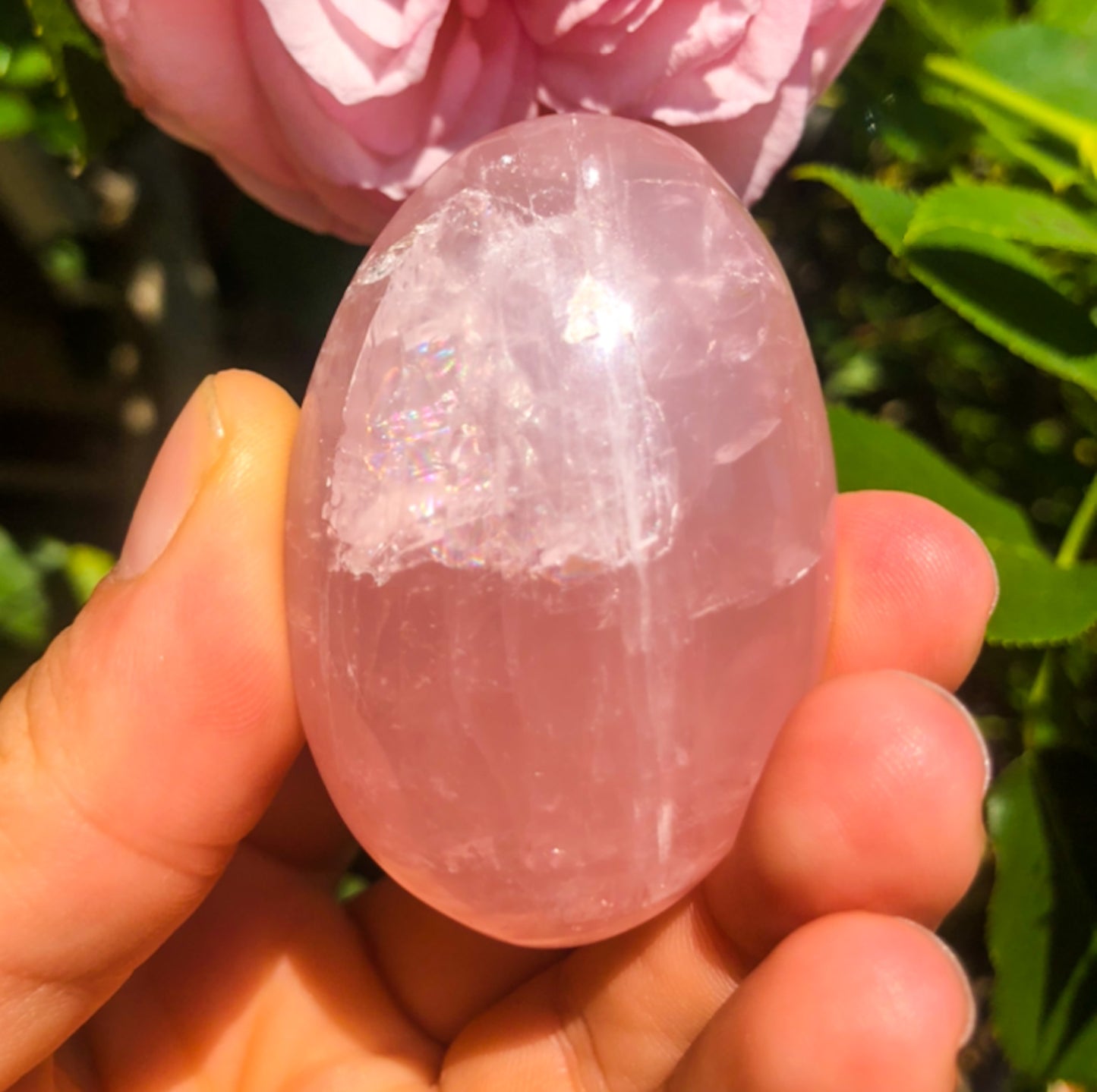 Beautiful Pink Rose Quartz Palm Stone
