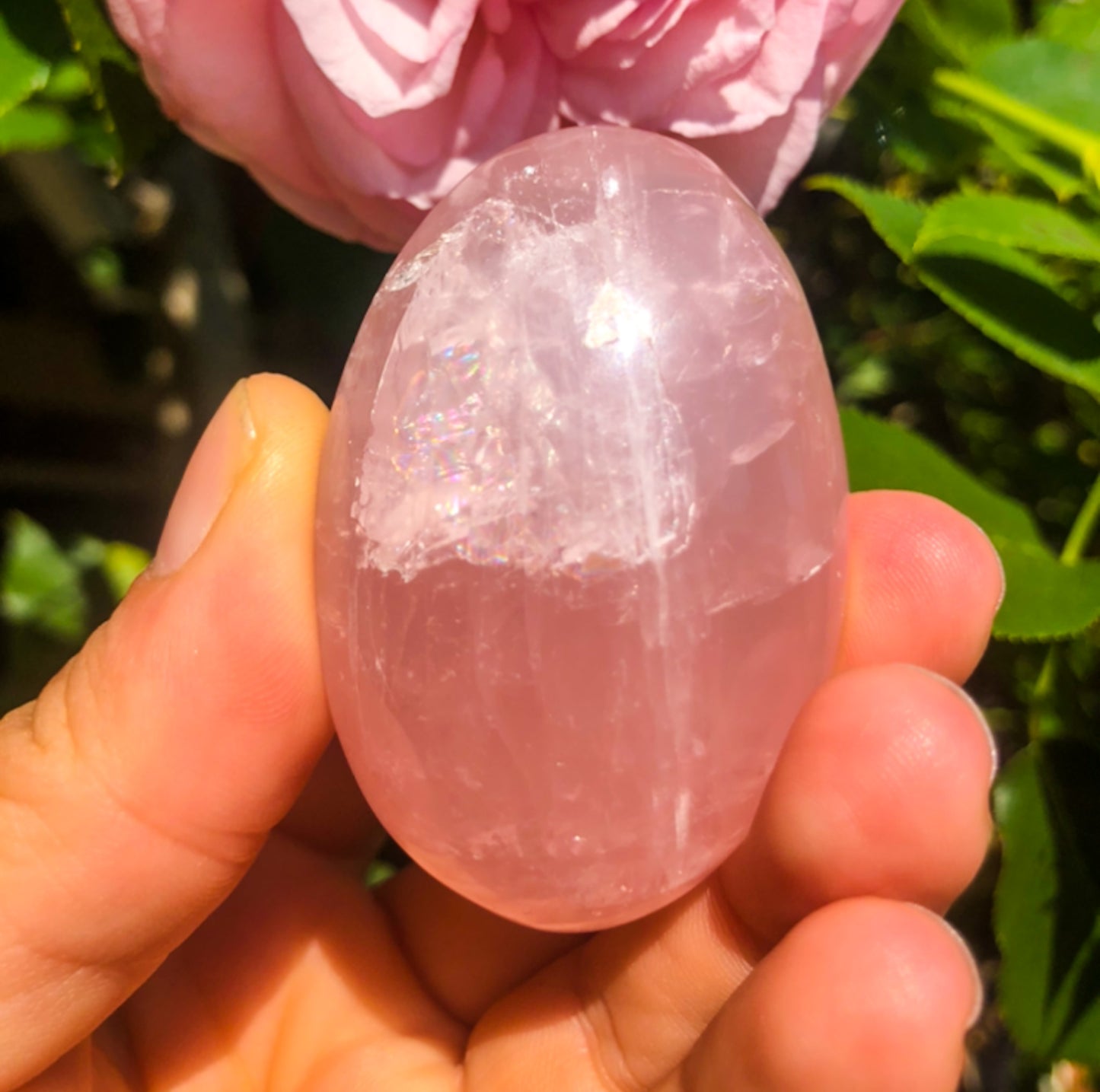 Beautiful Pink Rose Quartz Palm Stone