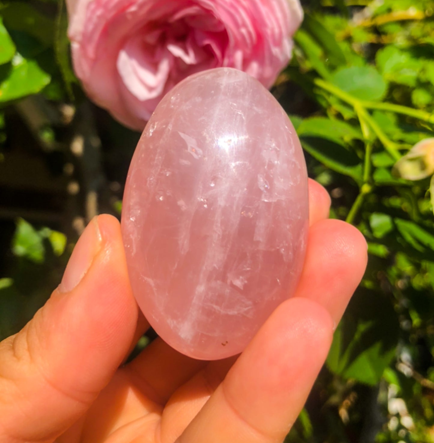 Beautiful Pink Rose Quartz Palm Stone