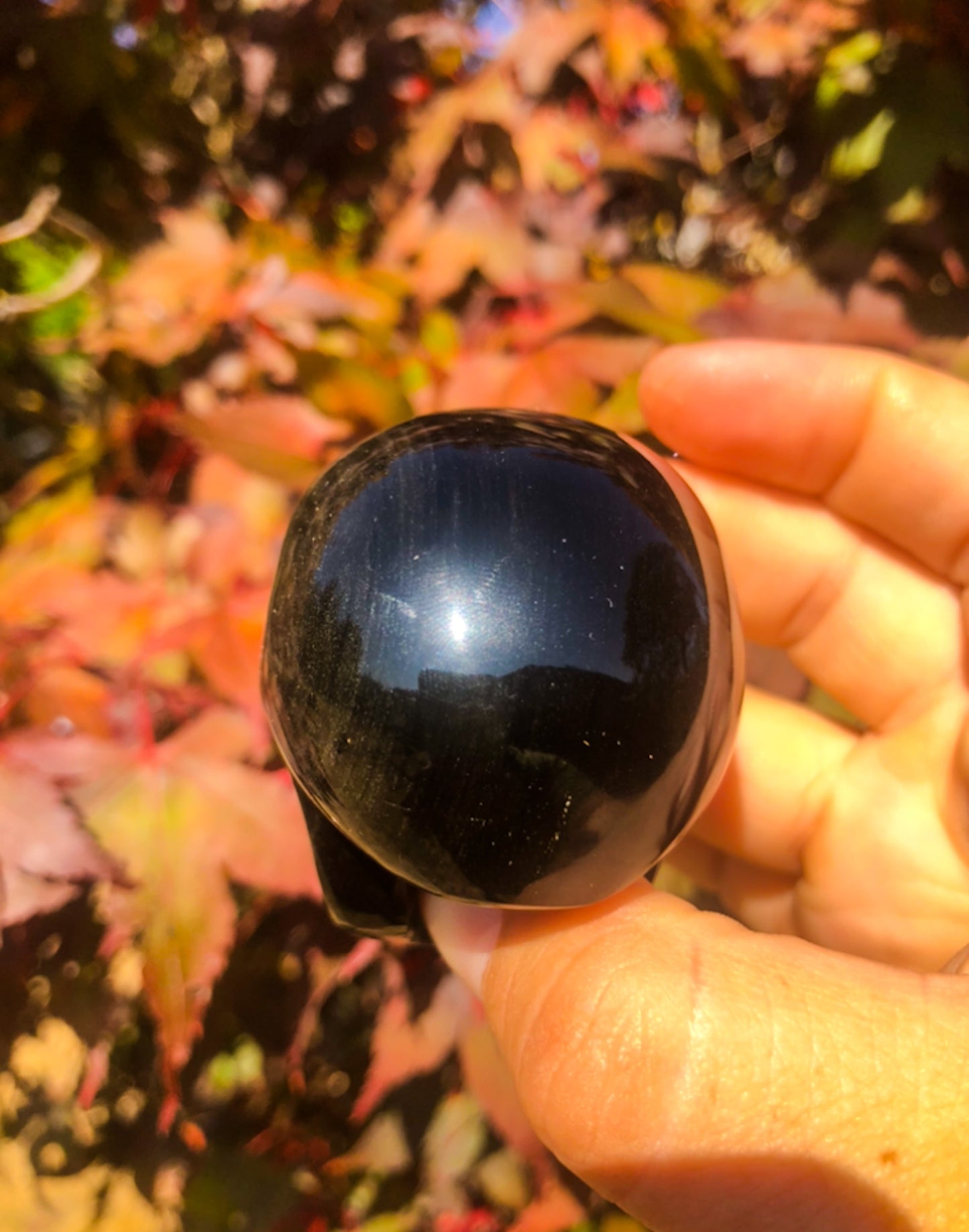 Gold Sheen Obsidian Skull Carving