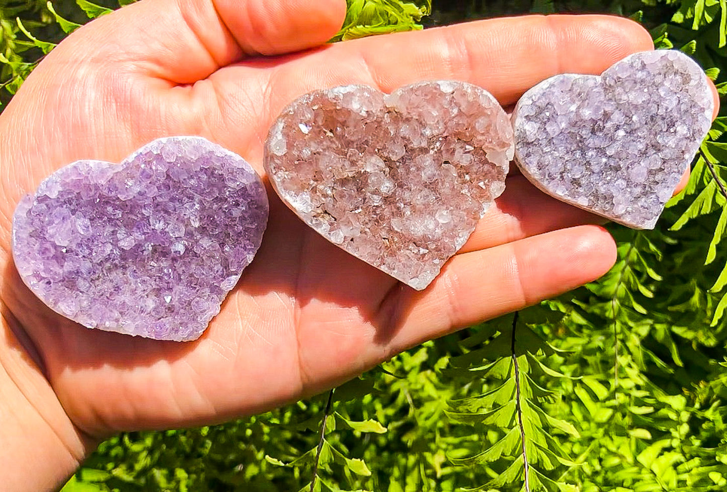 Druzy Rainbow Purple Amethyst Hearts (XS, S, M)