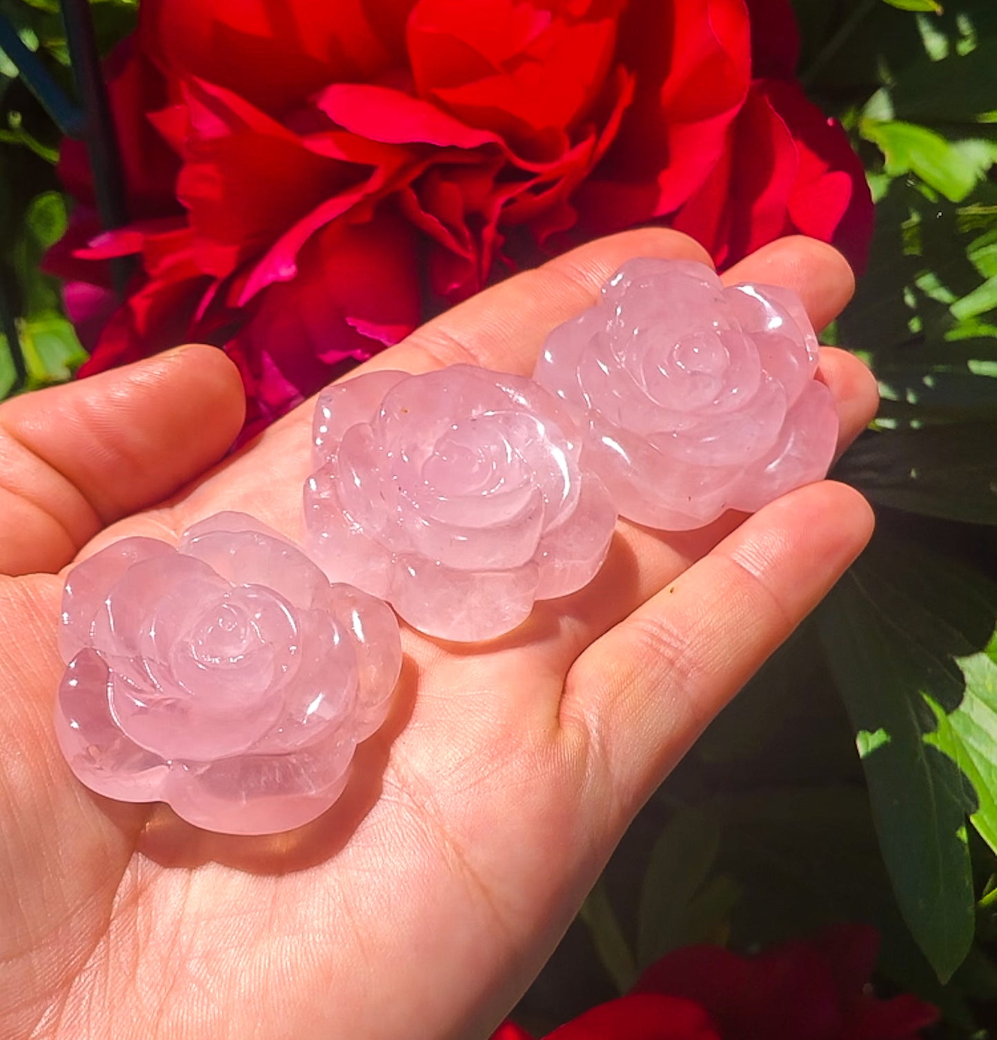 Adorable Pink Rose Quartz Rose Carving