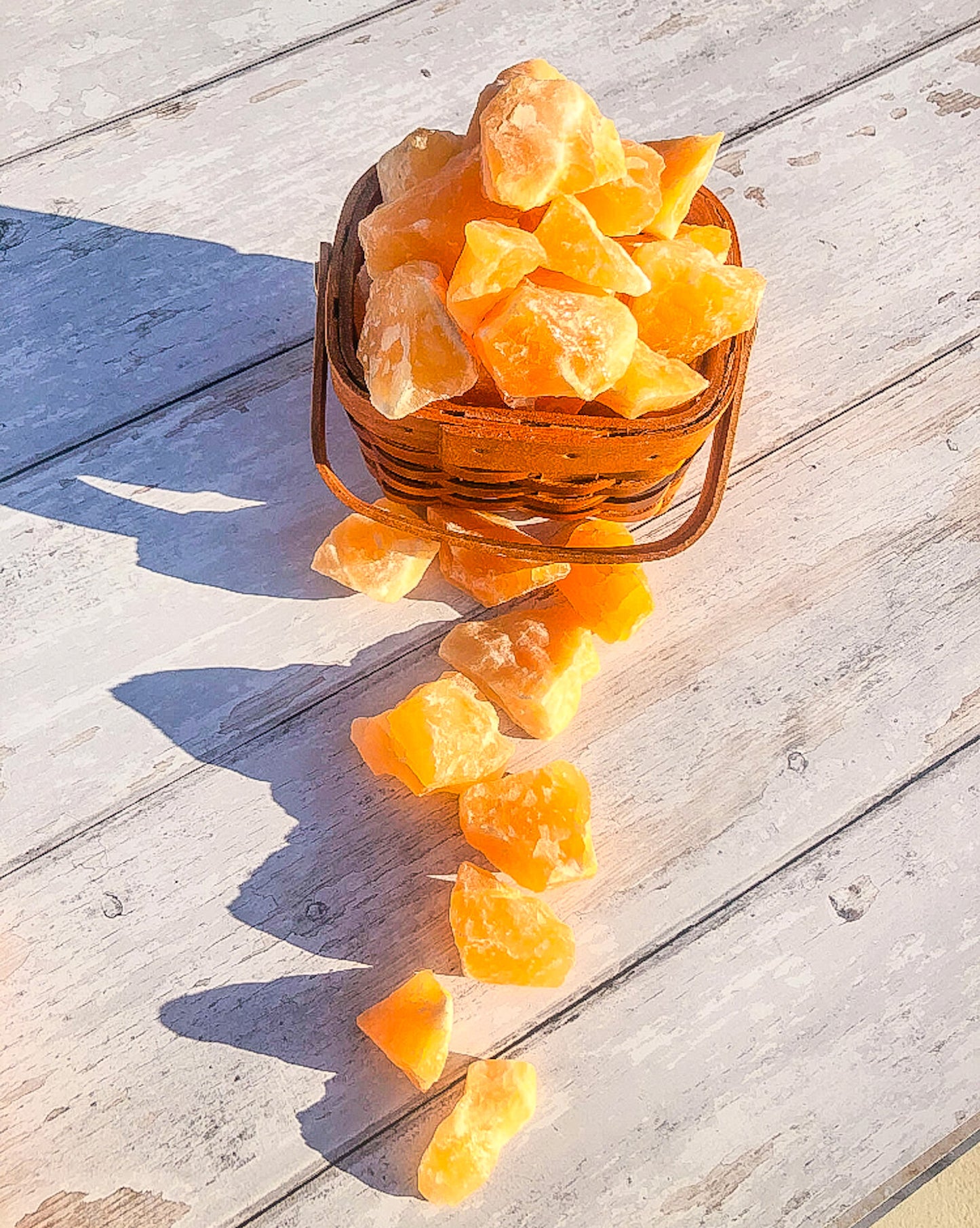 Vibrant Orange Calcite Crystal Pocket Stone