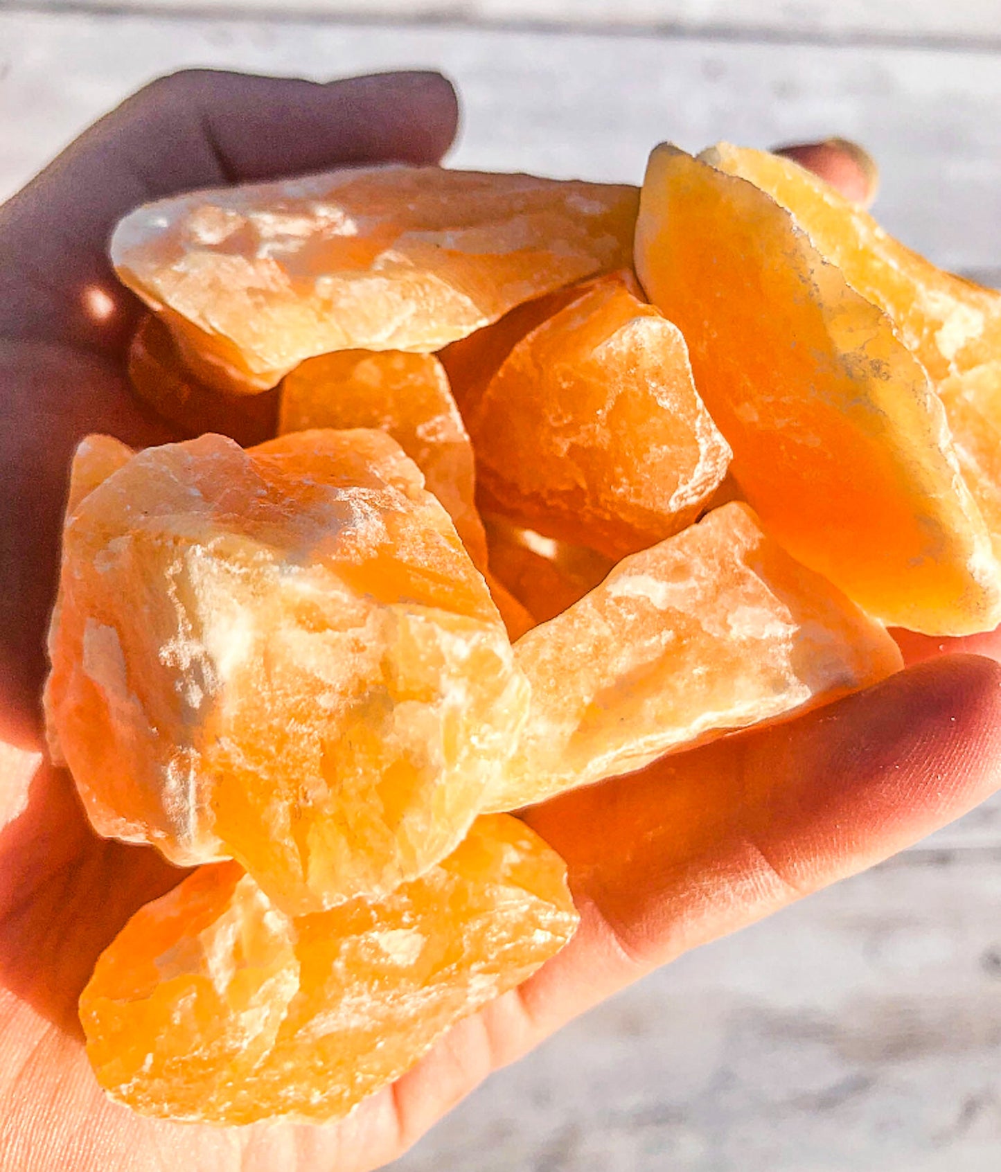 Vibrant Orange Calcite Crystal Pocket Stone