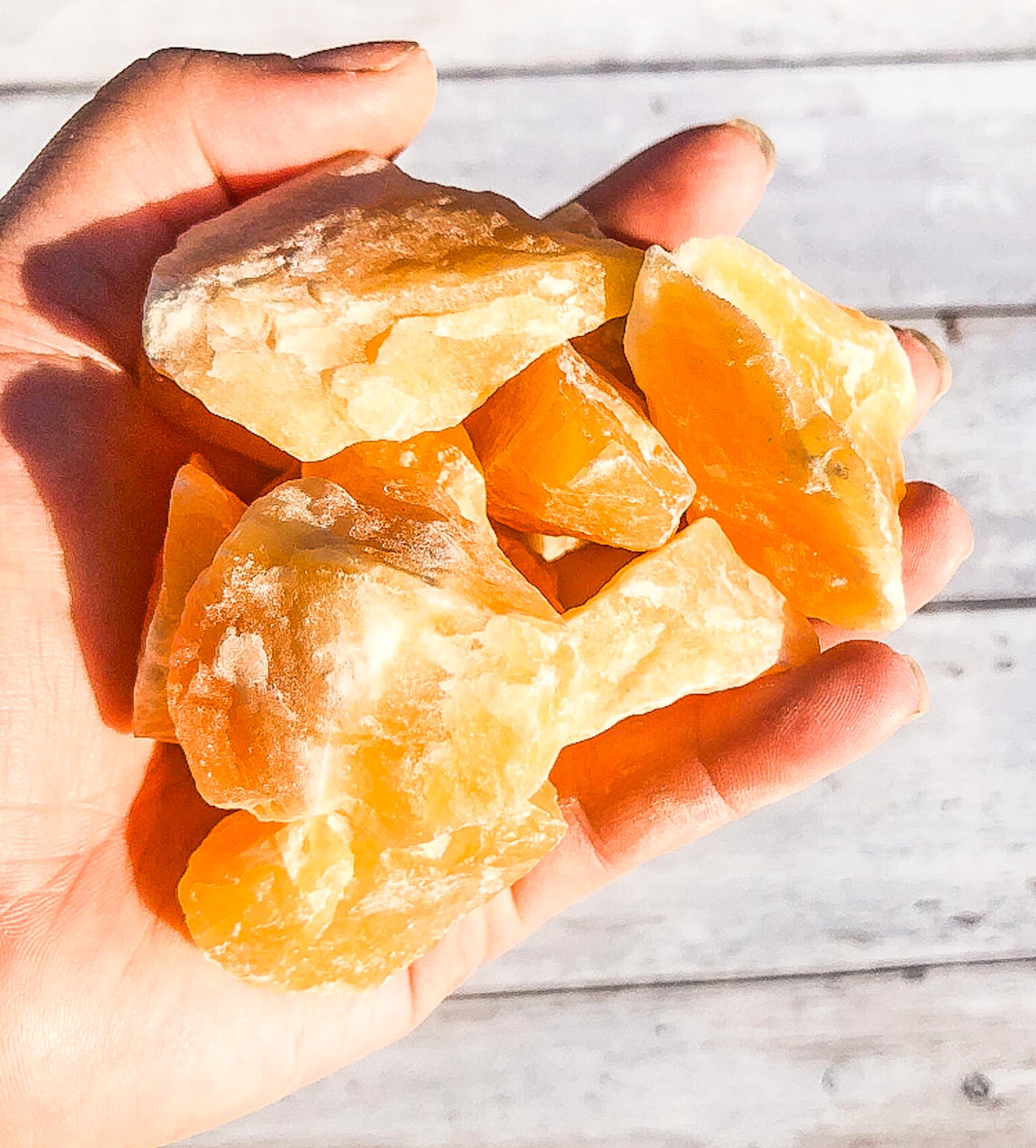 Vibrant Orange Calcite Crystal Pocket Stone