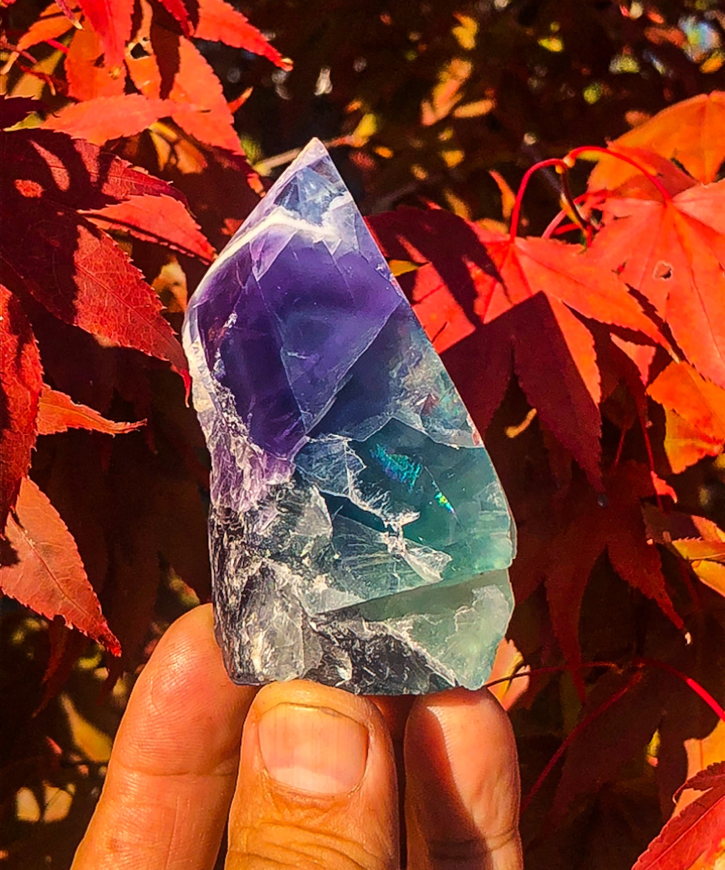 Adorable Rainbow Fluorite Crystal Tower