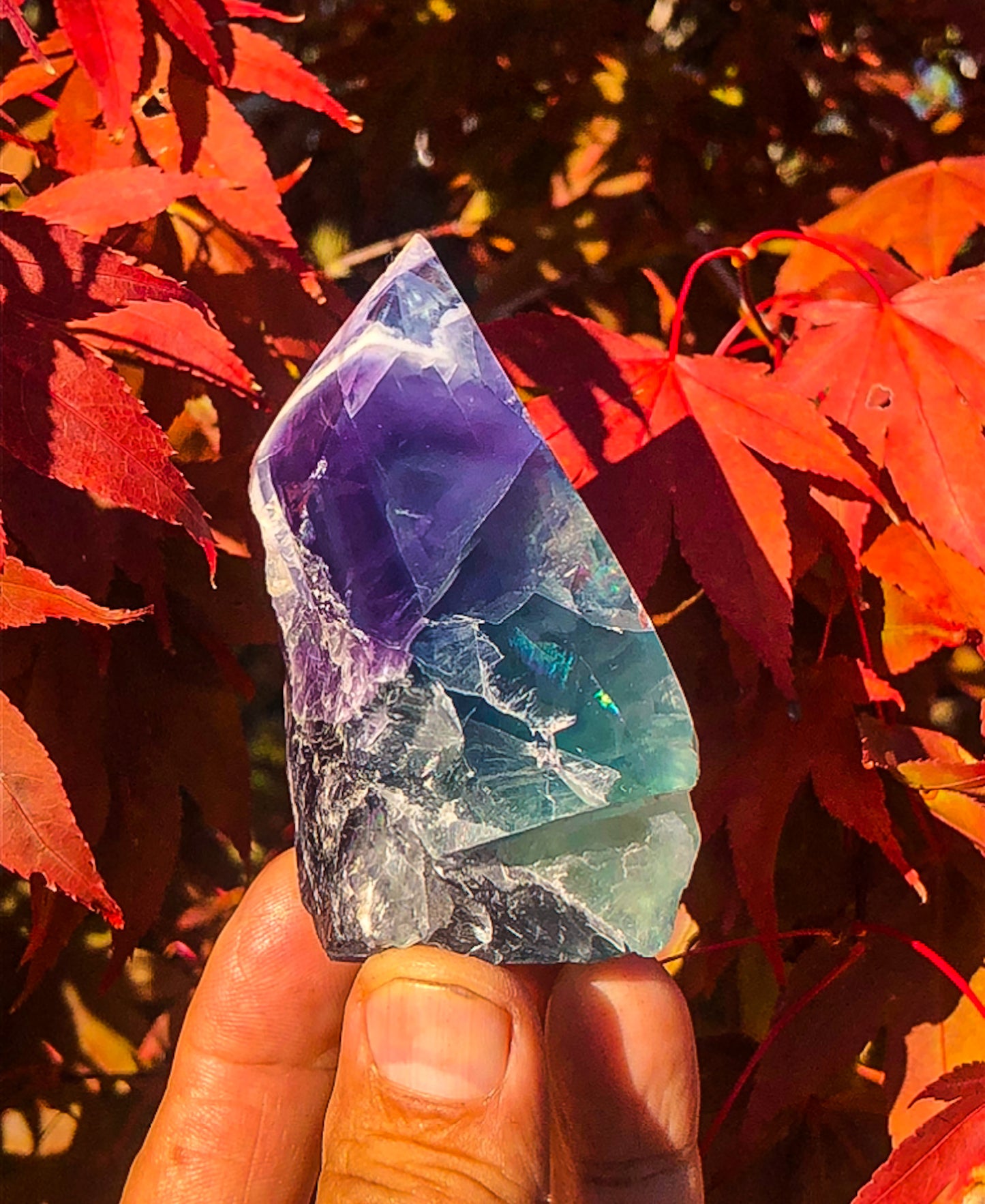 Adorable Rainbow Fluorite Crystal Tower
