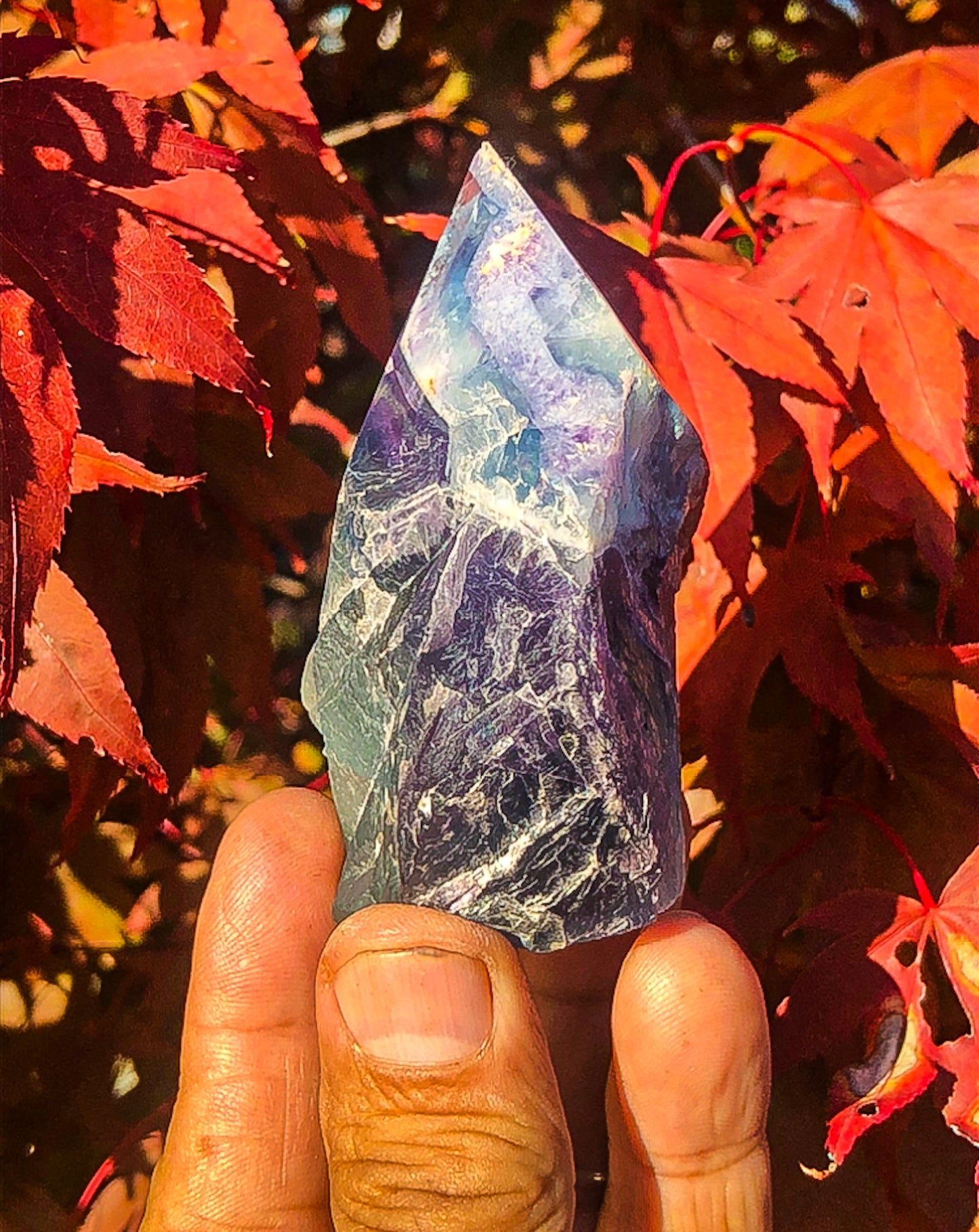 Adorable Rainbow Fluorite Crystal Tower