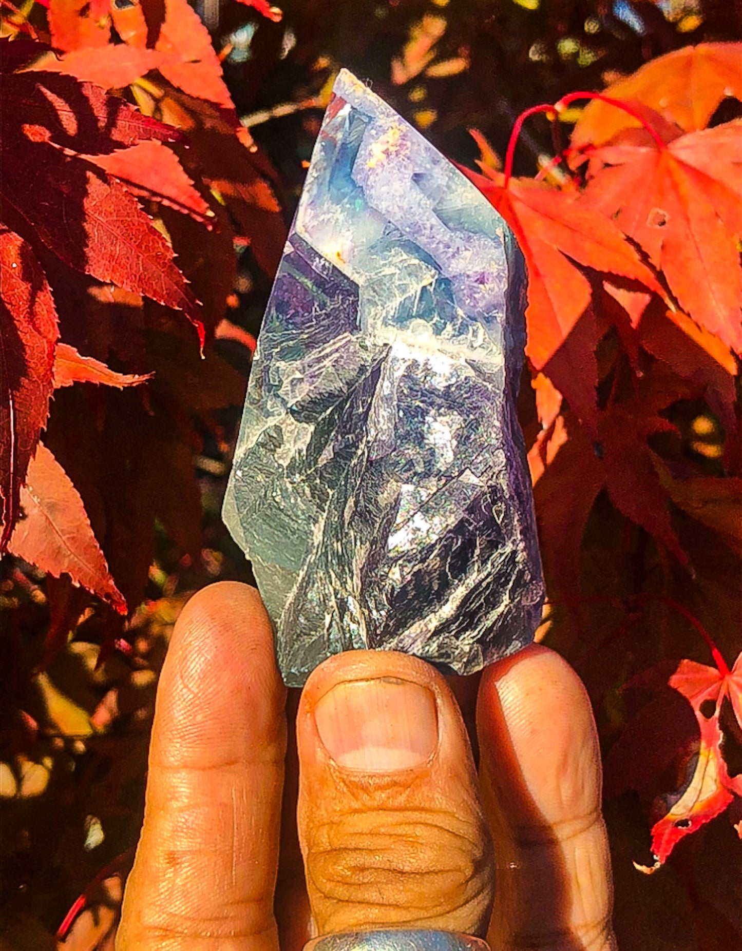 Adorable Rainbow Fluorite Crystal Tower