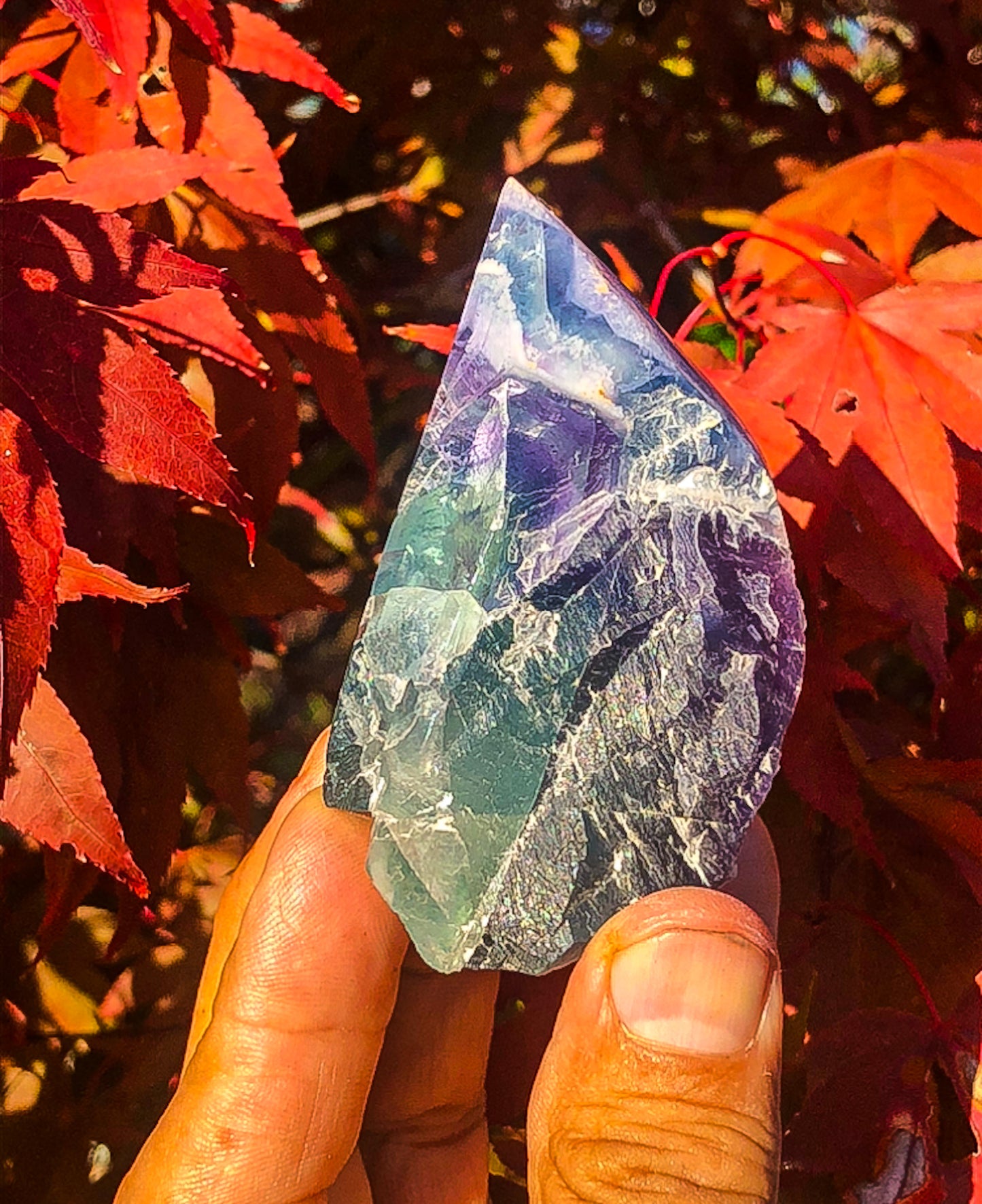Adorable Rainbow Fluorite Crystal Tower