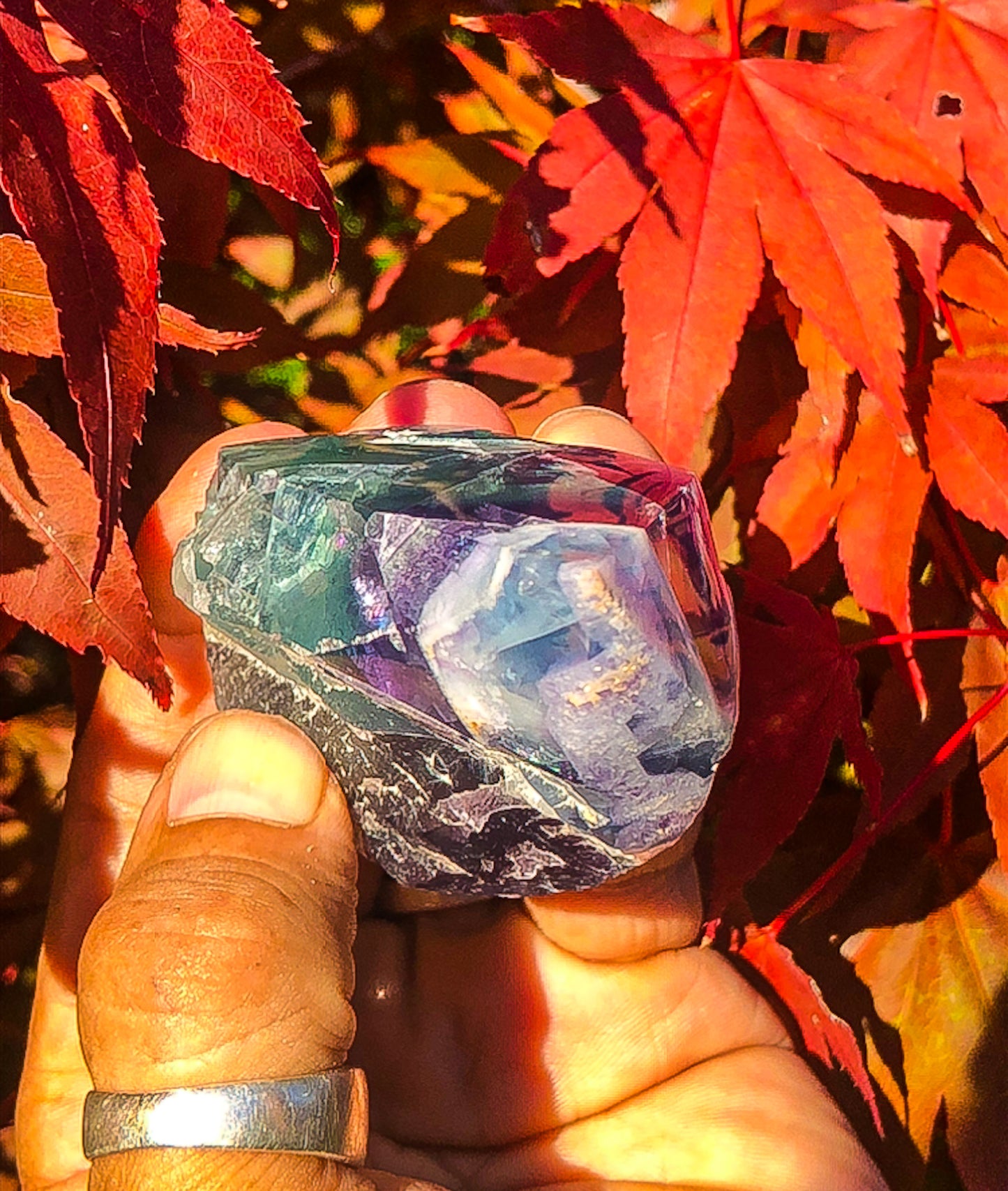 Adorable Rainbow Fluorite Crystal Tower