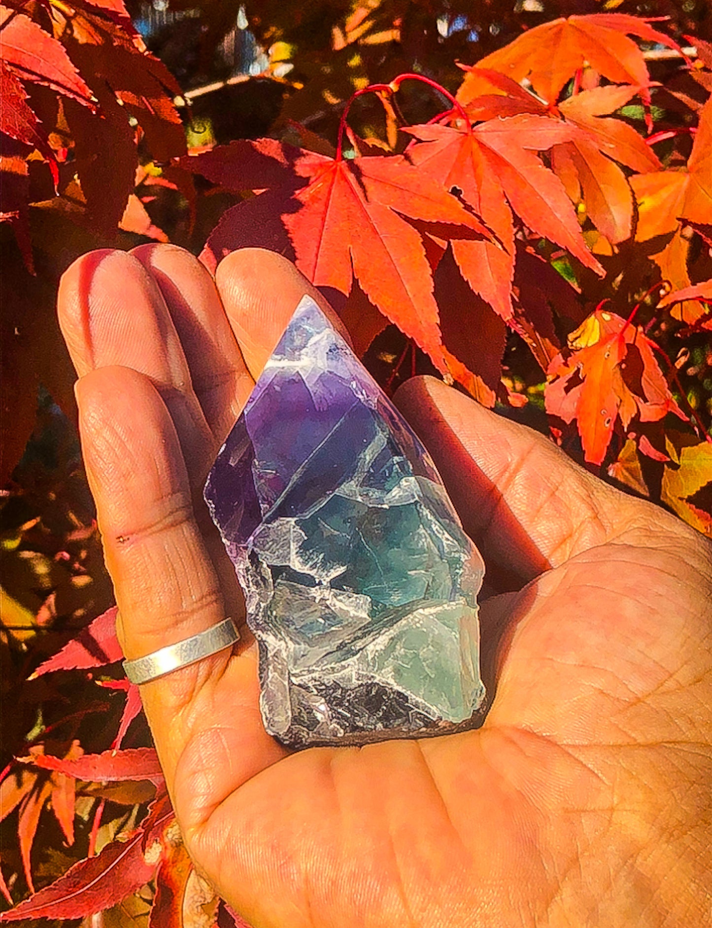 Adorable Rainbow Fluorite Crystal Tower