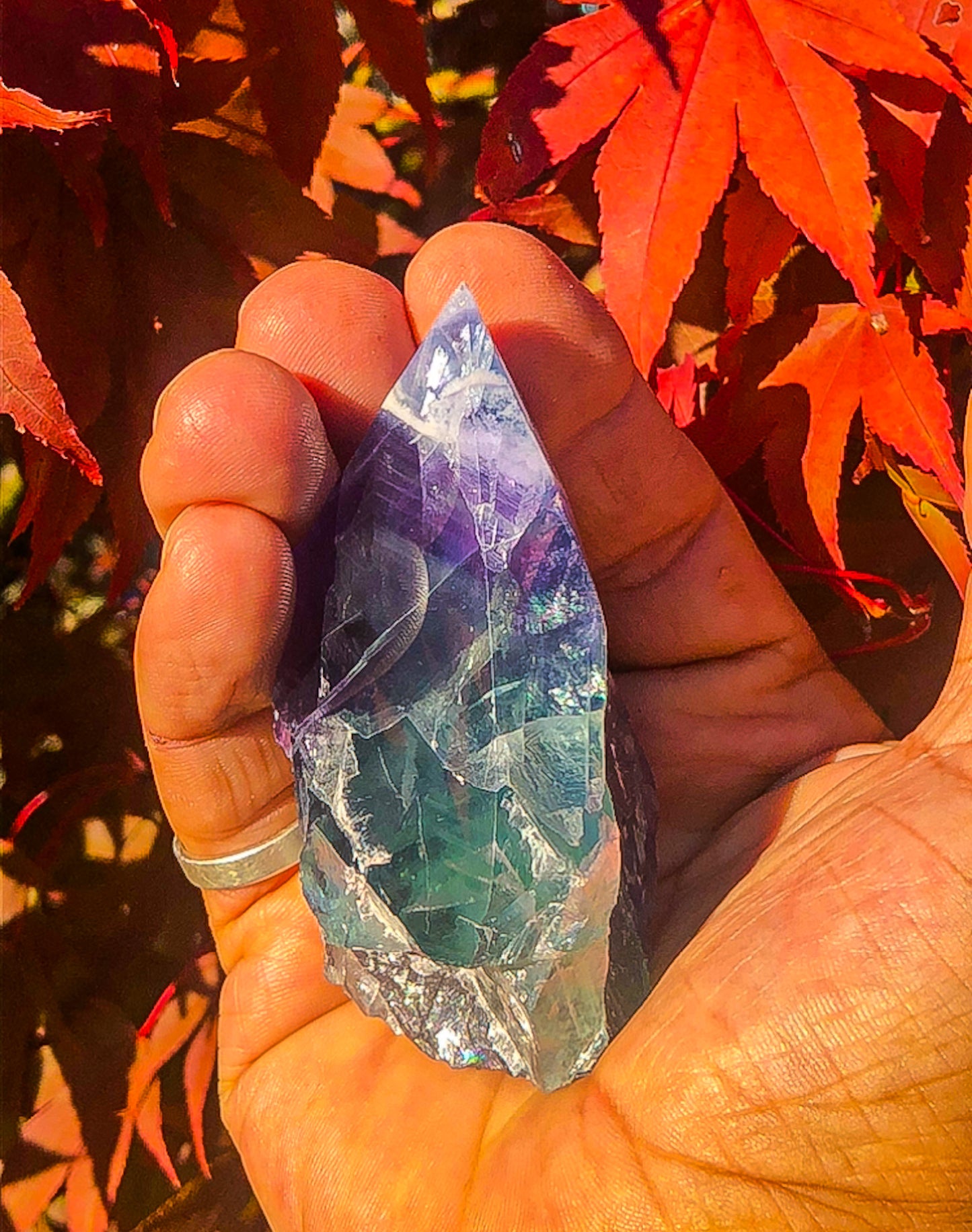 Adorable Rainbow Fluorite Crystal Tower