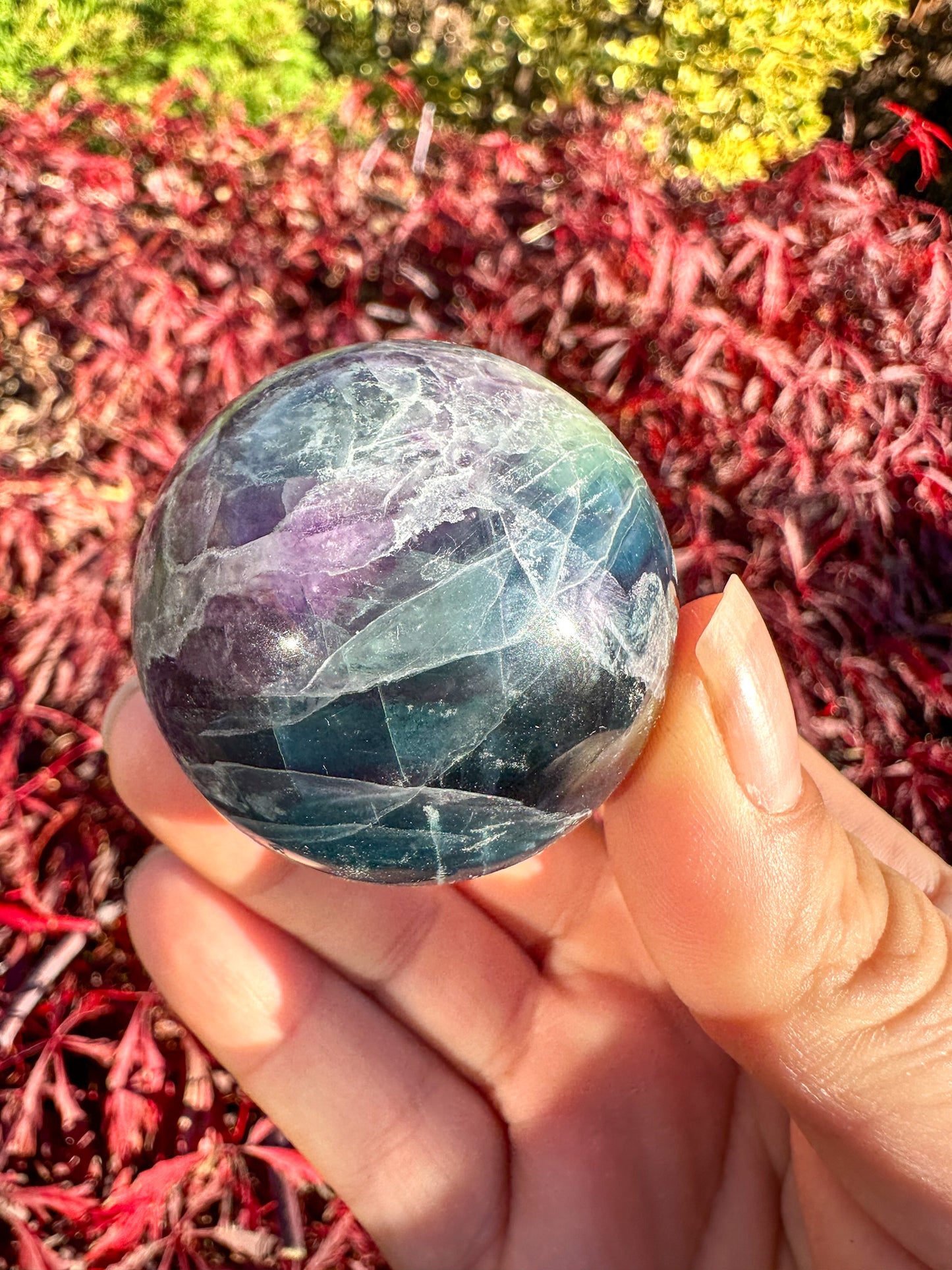 Stunning Rainbow Fluorite Sphere