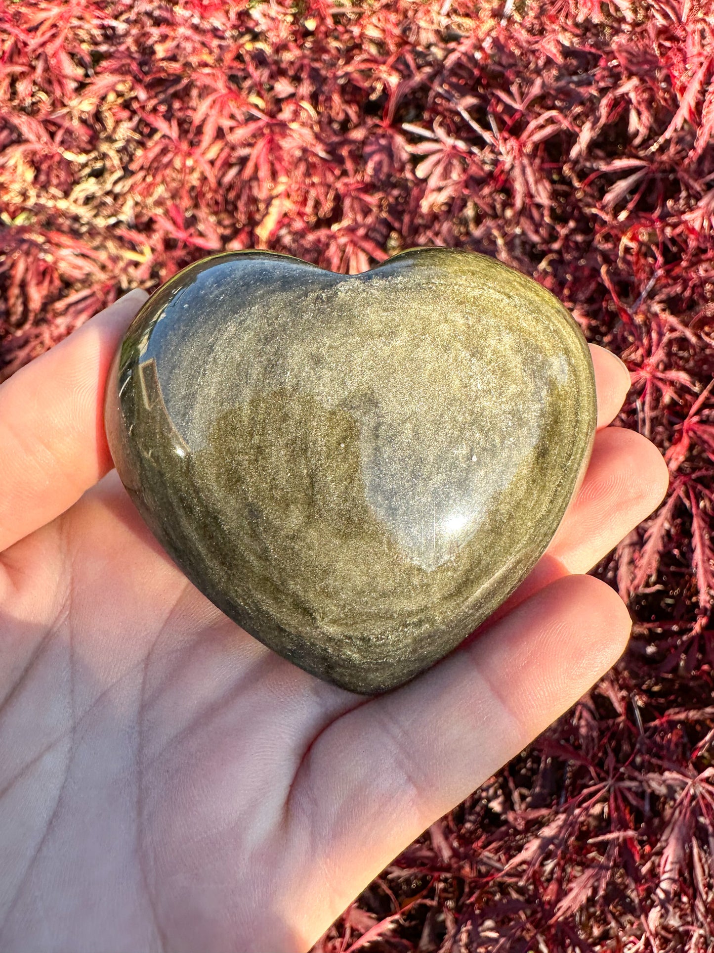 Flashy Gold Sheen Obsidian Large Heart