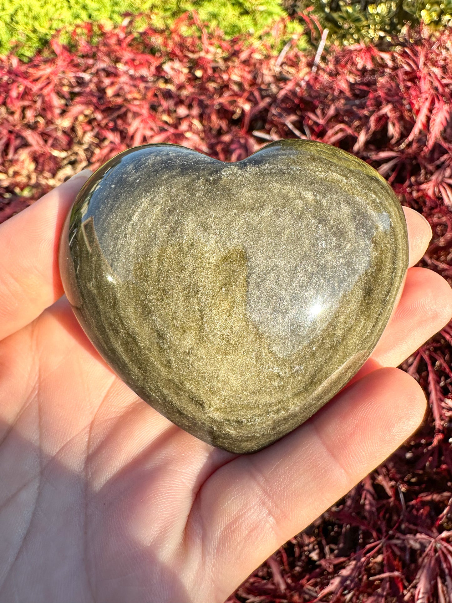 Flashy Gold Sheen Obsidian Large Heart