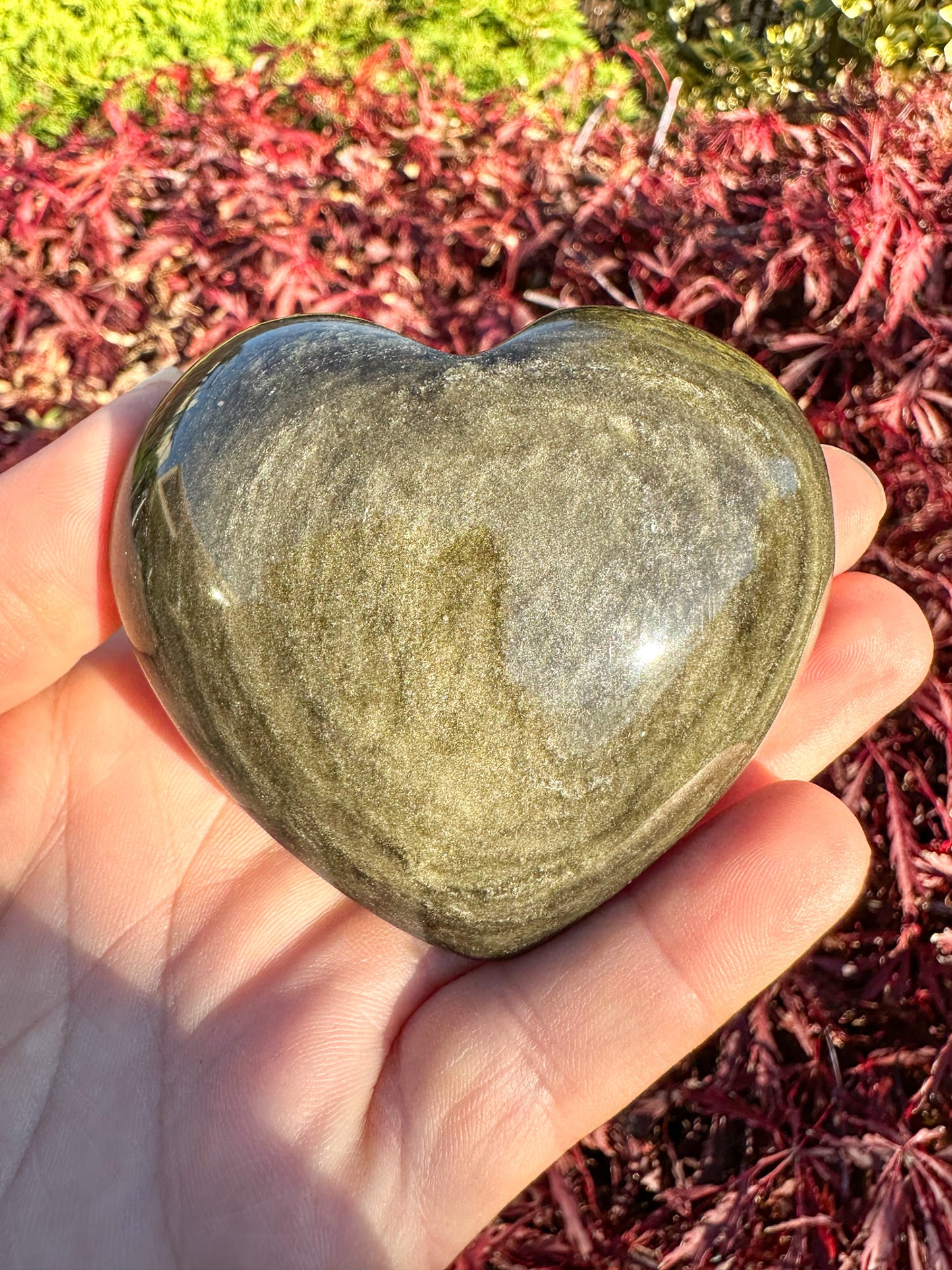 Flashy Gold Sheen Obsidian Large Heart