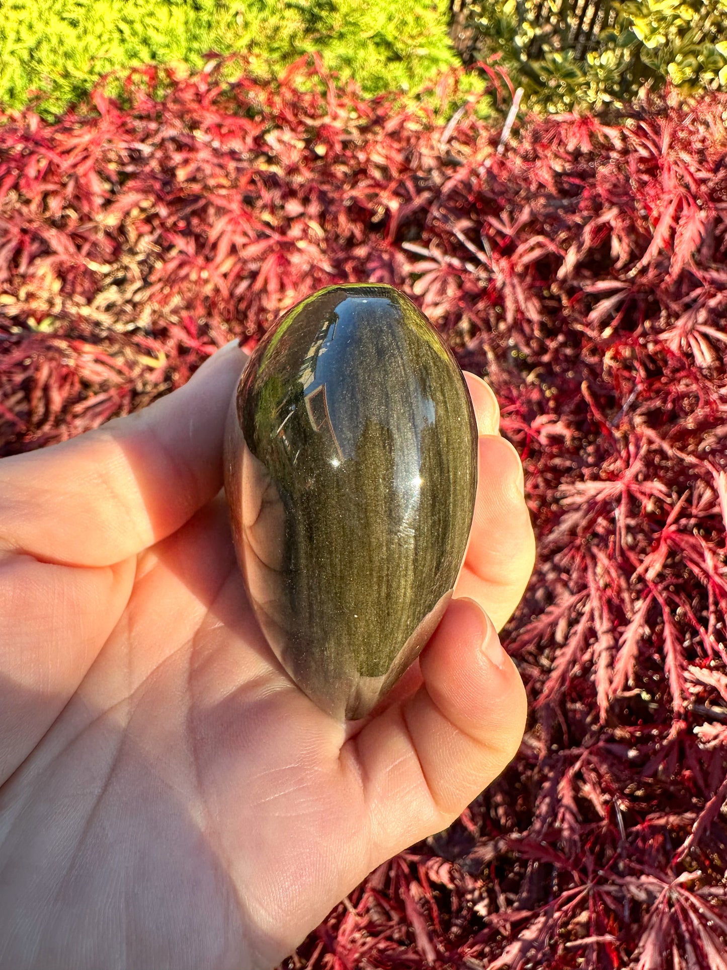 Flashy Gold Sheen Obsidian Large Heart