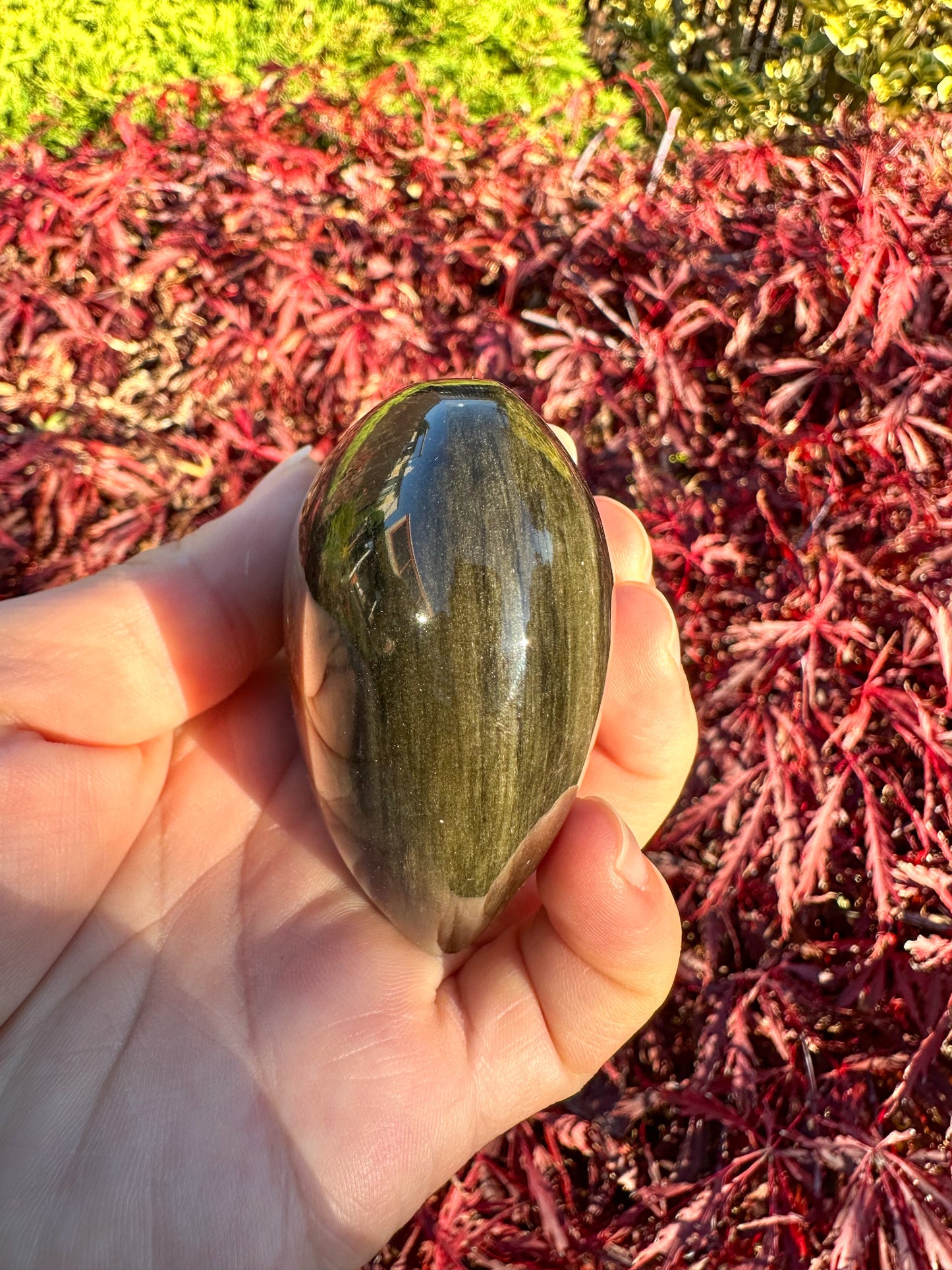 Flashy Gold Sheen Obsidian Large Heart