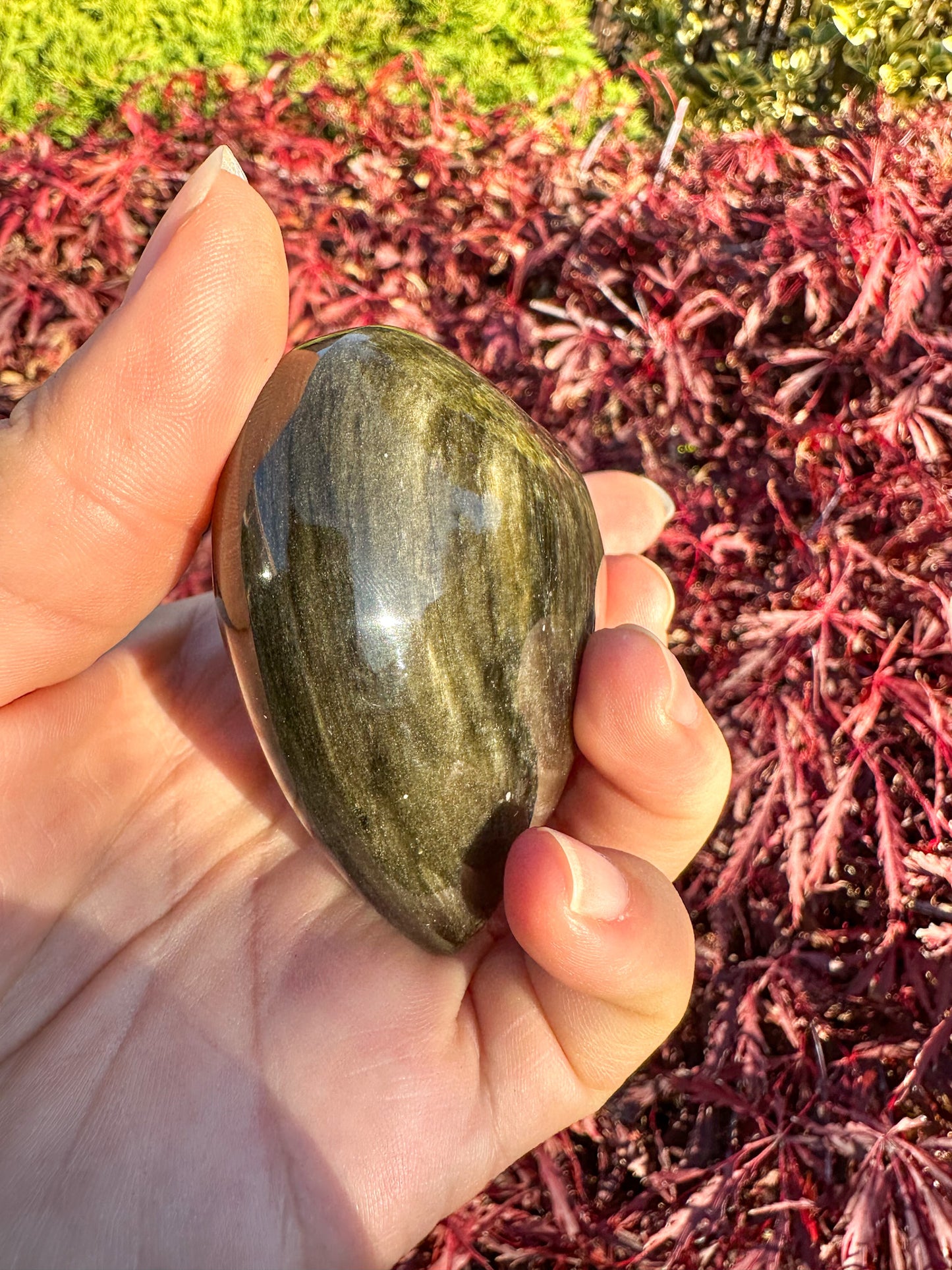 Flashy Gold Sheen Obsidian Large Heart