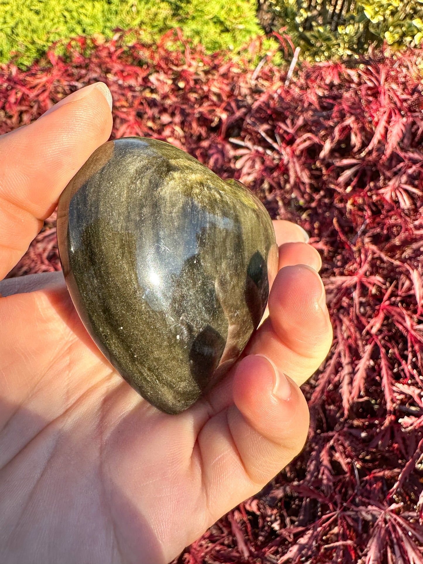 Flashy Gold Sheen Obsidian Large Heart