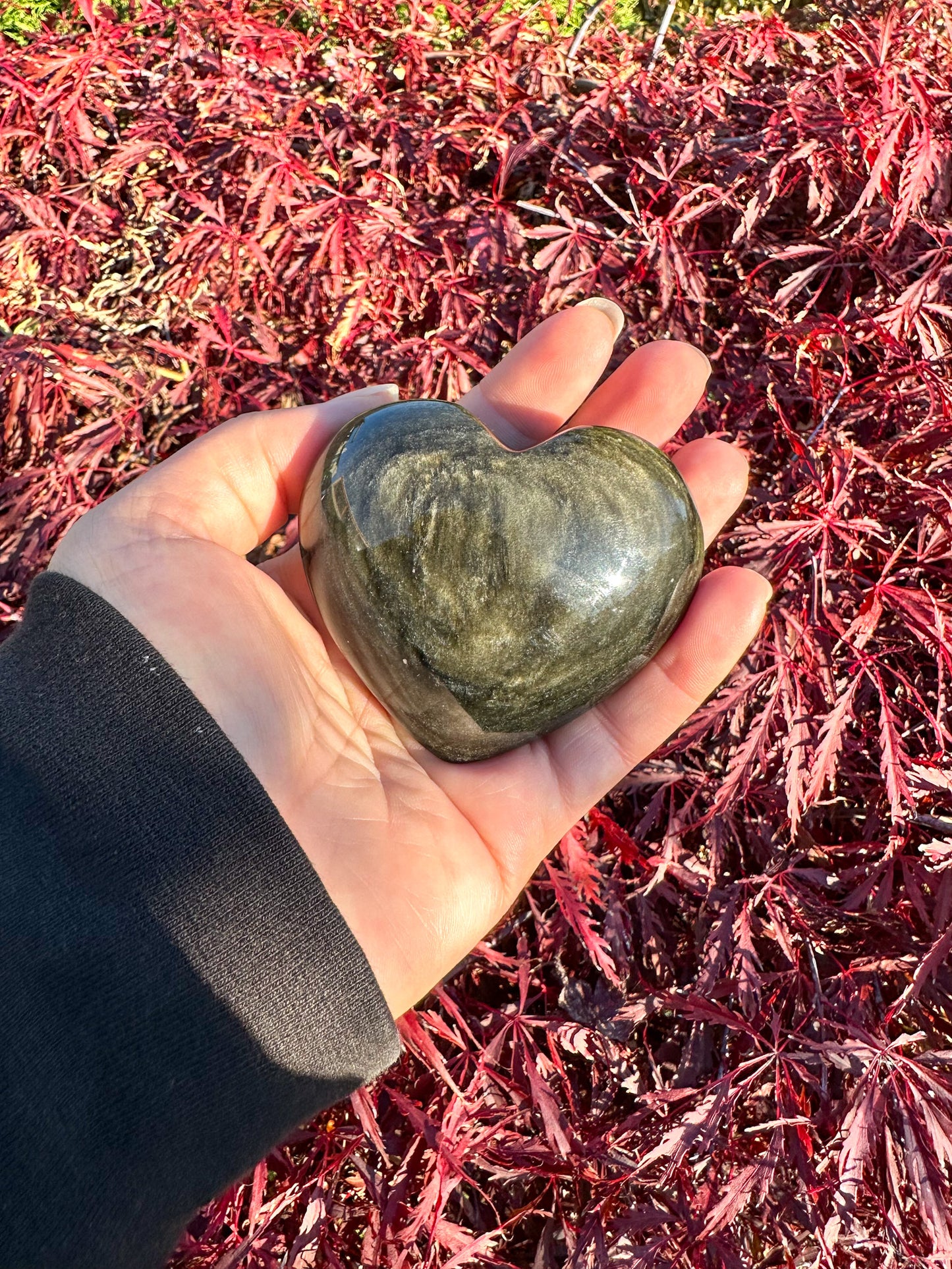 Flashy Gold Sheen Obsidian Large Heart