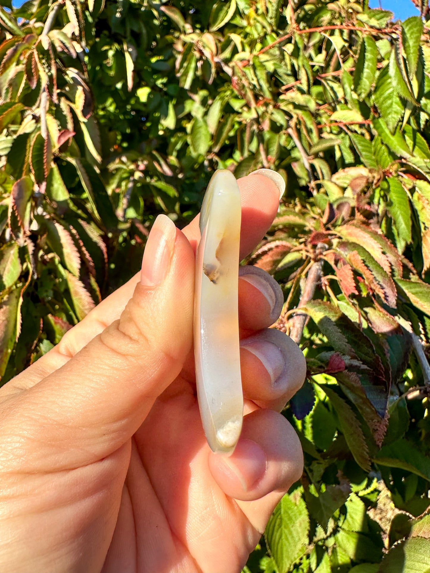 Stunning Flower Agate Moon Carving