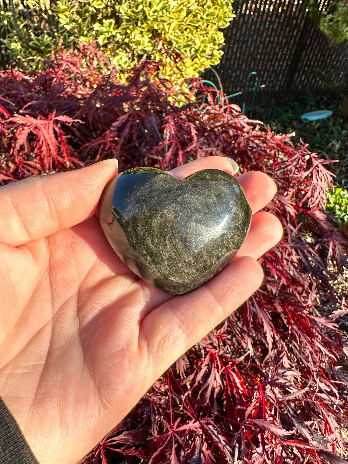 Flashy Gold Sheen Obsidian Small Heart