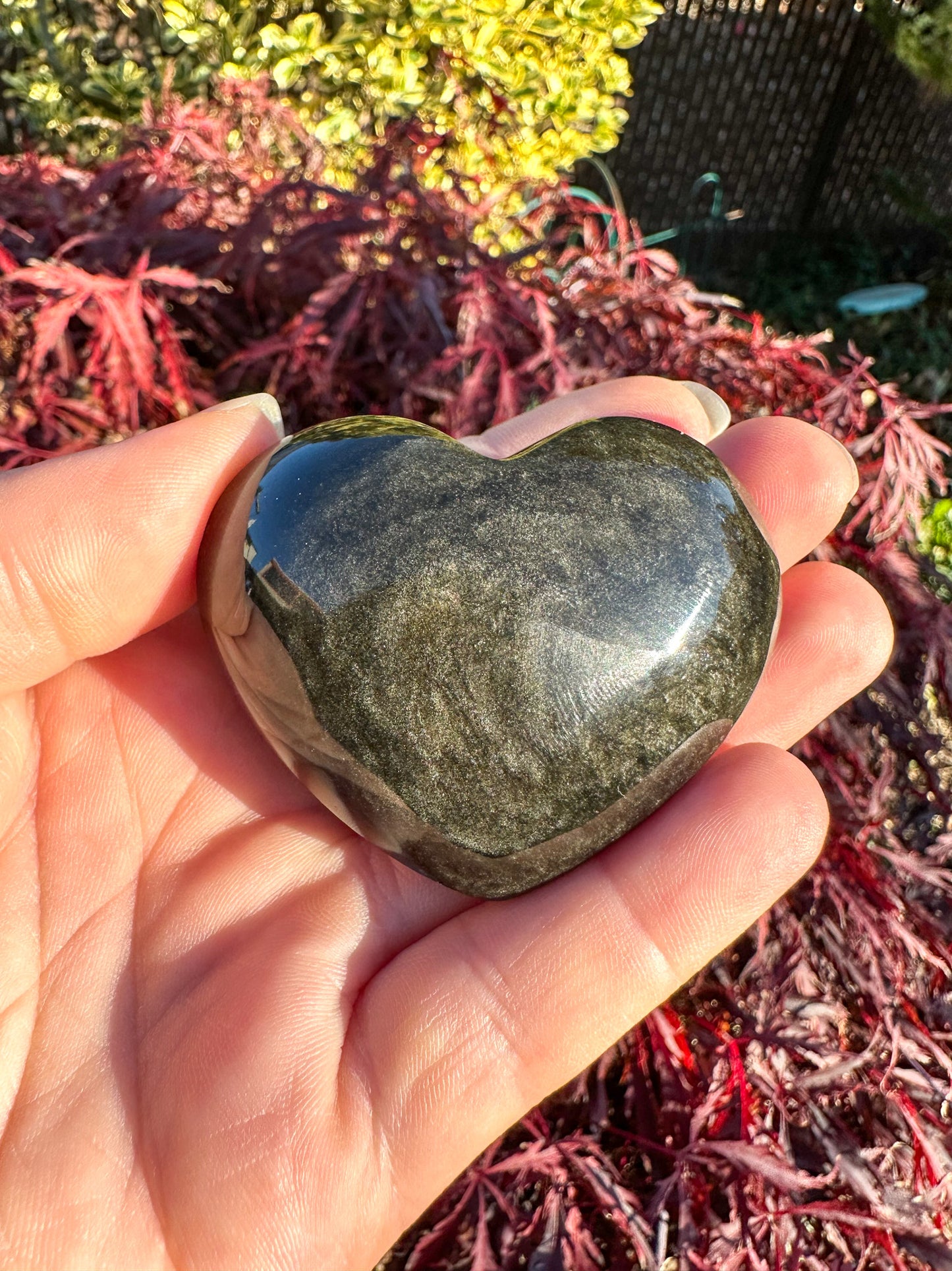 Flashy Gold Sheen Obsidian Small Heart