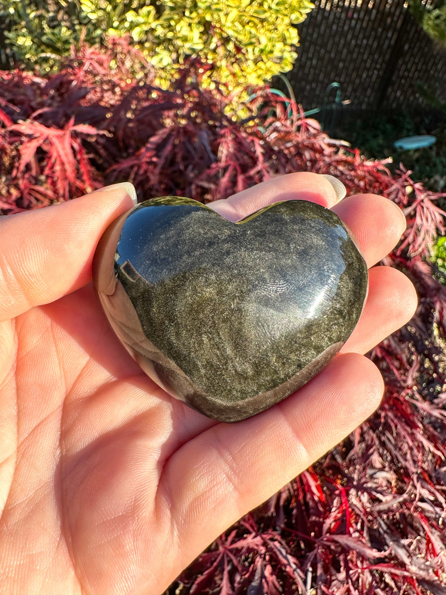Flashy Gold Sheen Obsidian Small Heart
