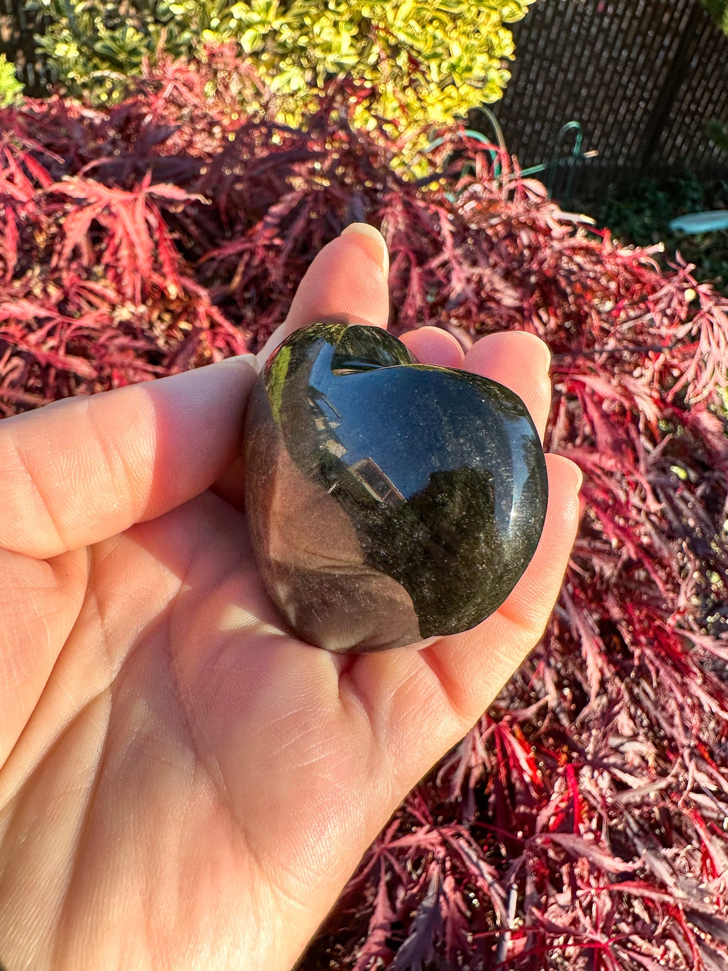Flashy Gold Sheen Obsidian Small Heart