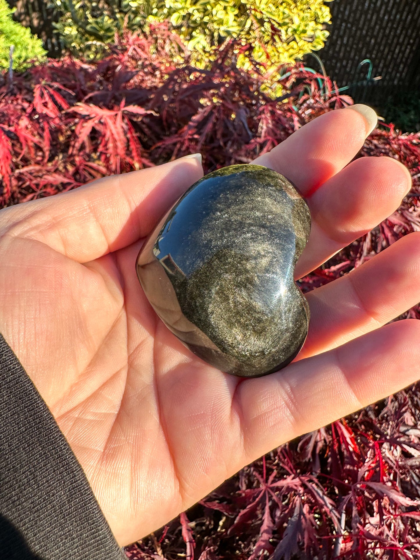 Flashy Gold Sheen Obsidian Small Heart