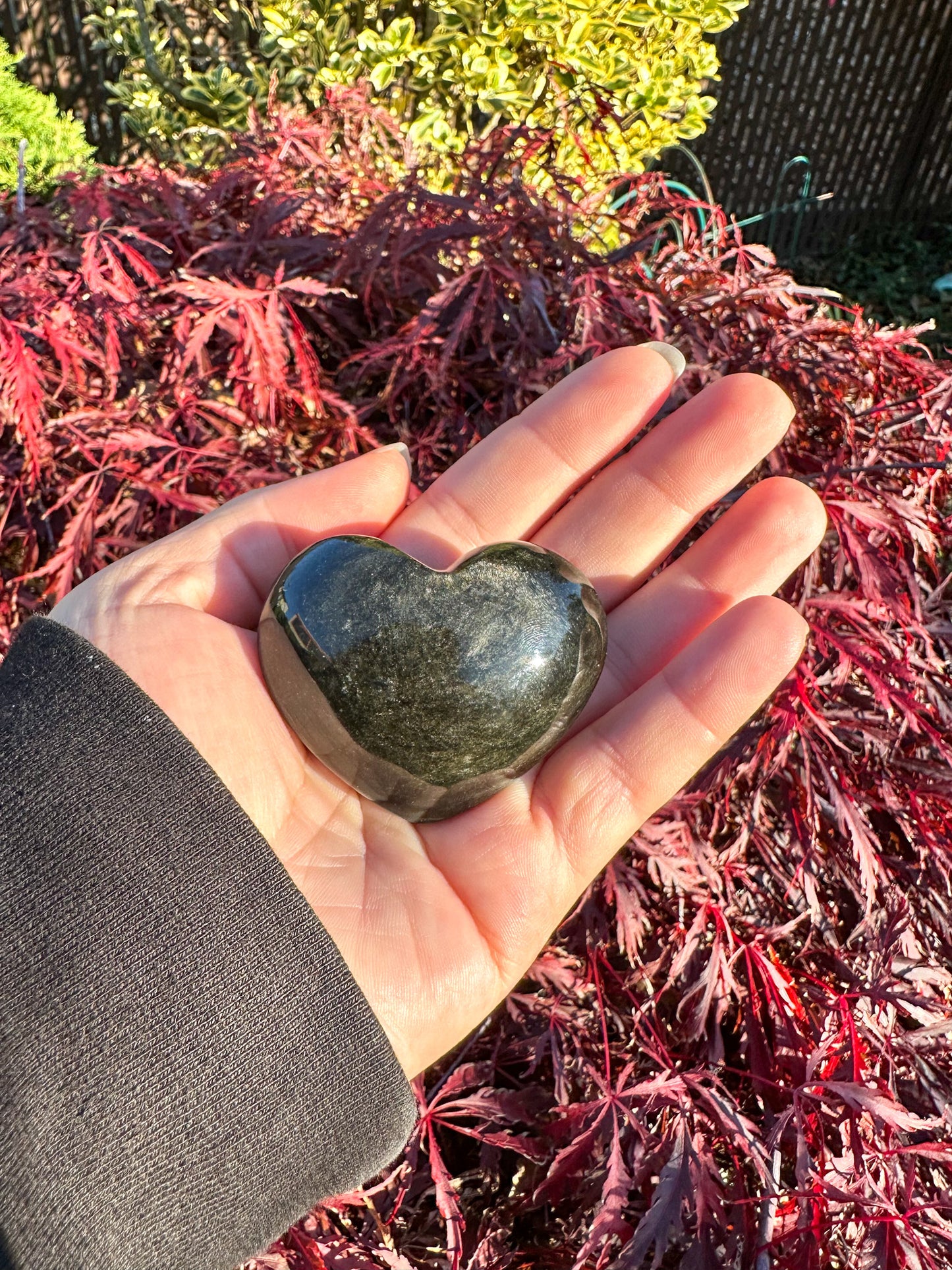 Flashy Gold Sheen Obsidian Small Heart