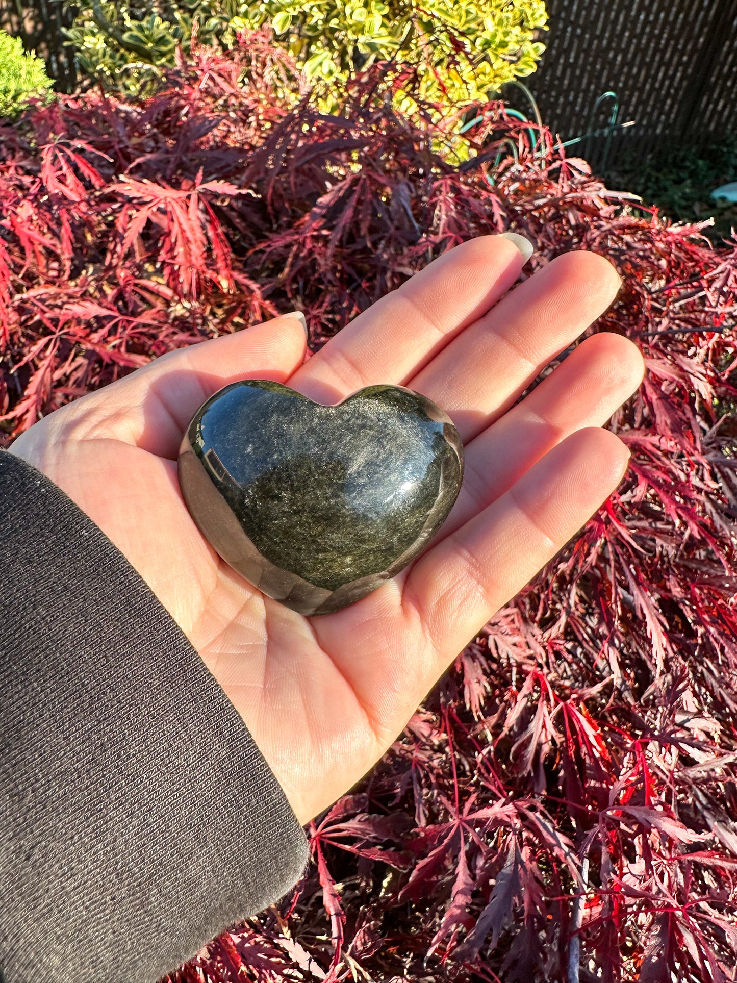 Flashy Gold Sheen Obsidian Small Heart