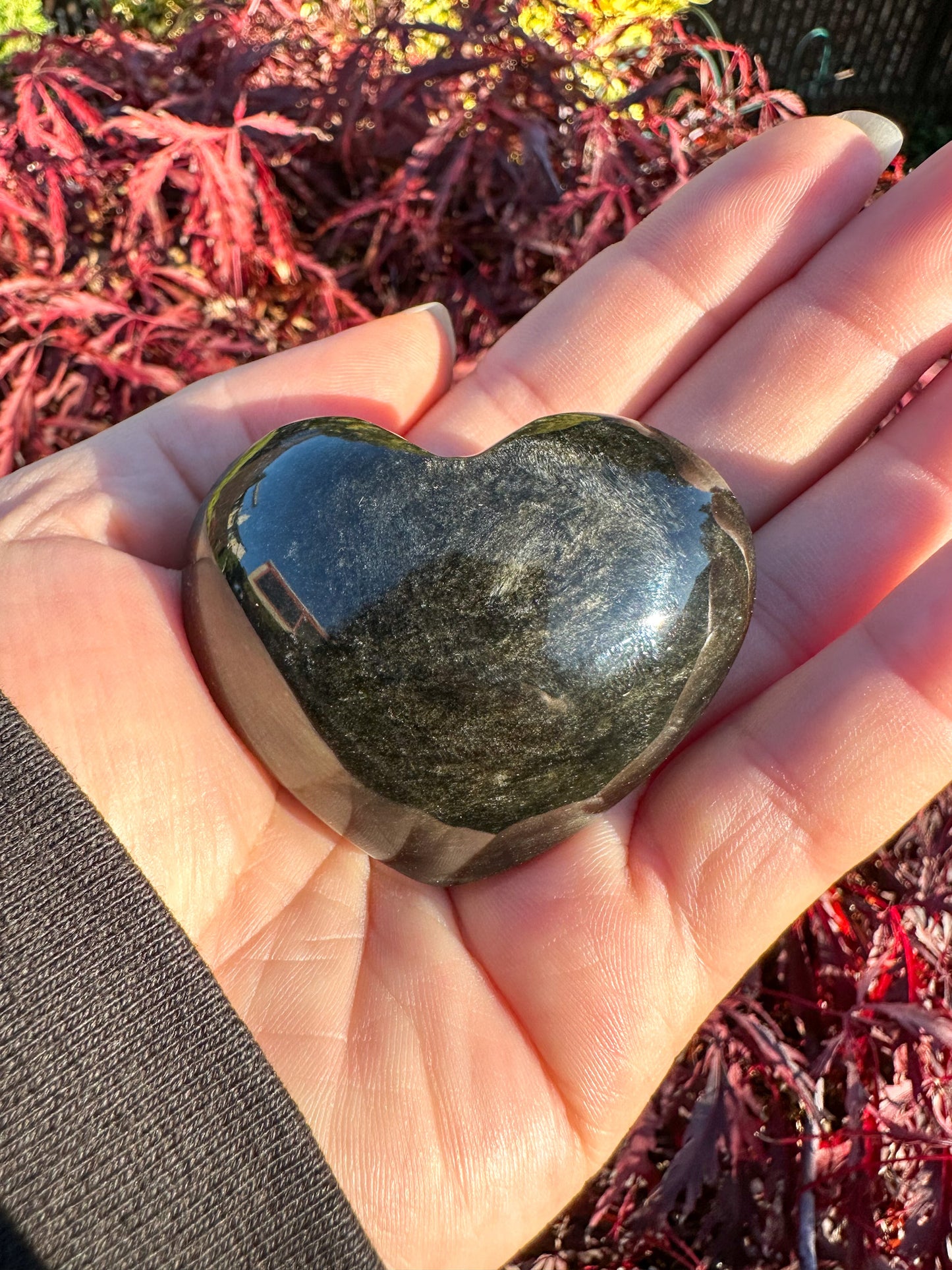 Flashy Gold Sheen Obsidian Small Heart