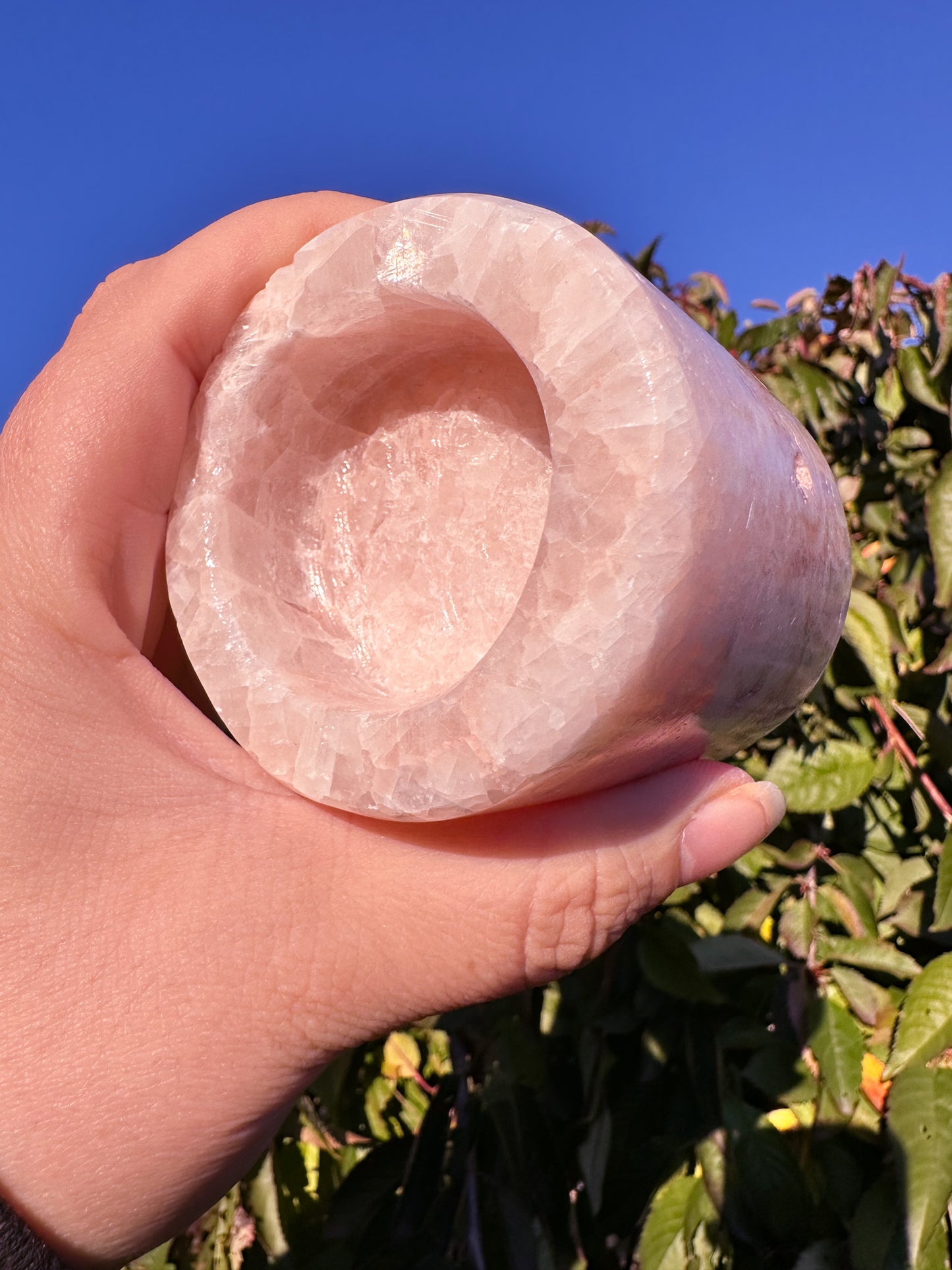 Adorable Pink Calcite Candleholder