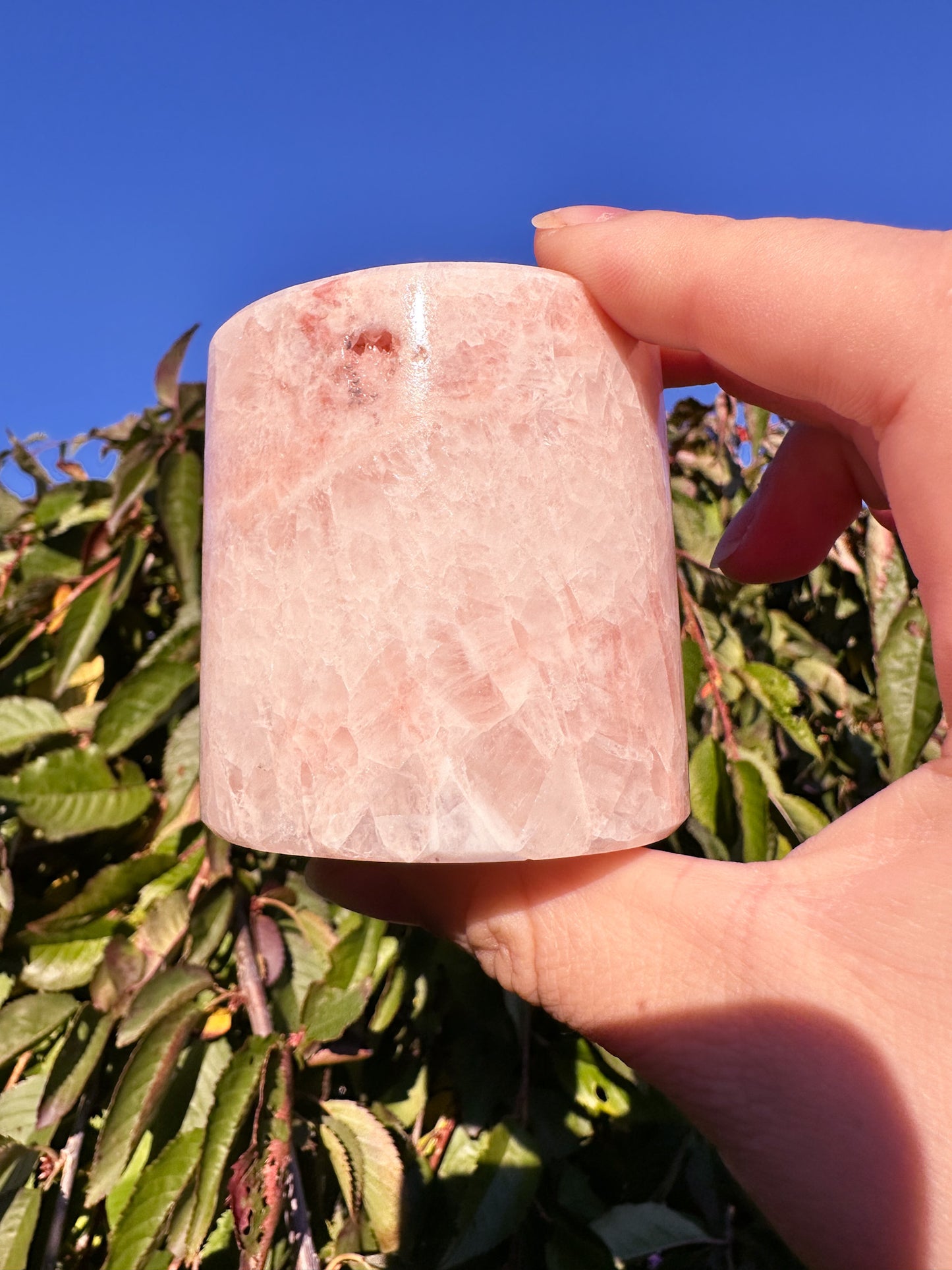 Stunning Pink Calcite Crystal Candleholder