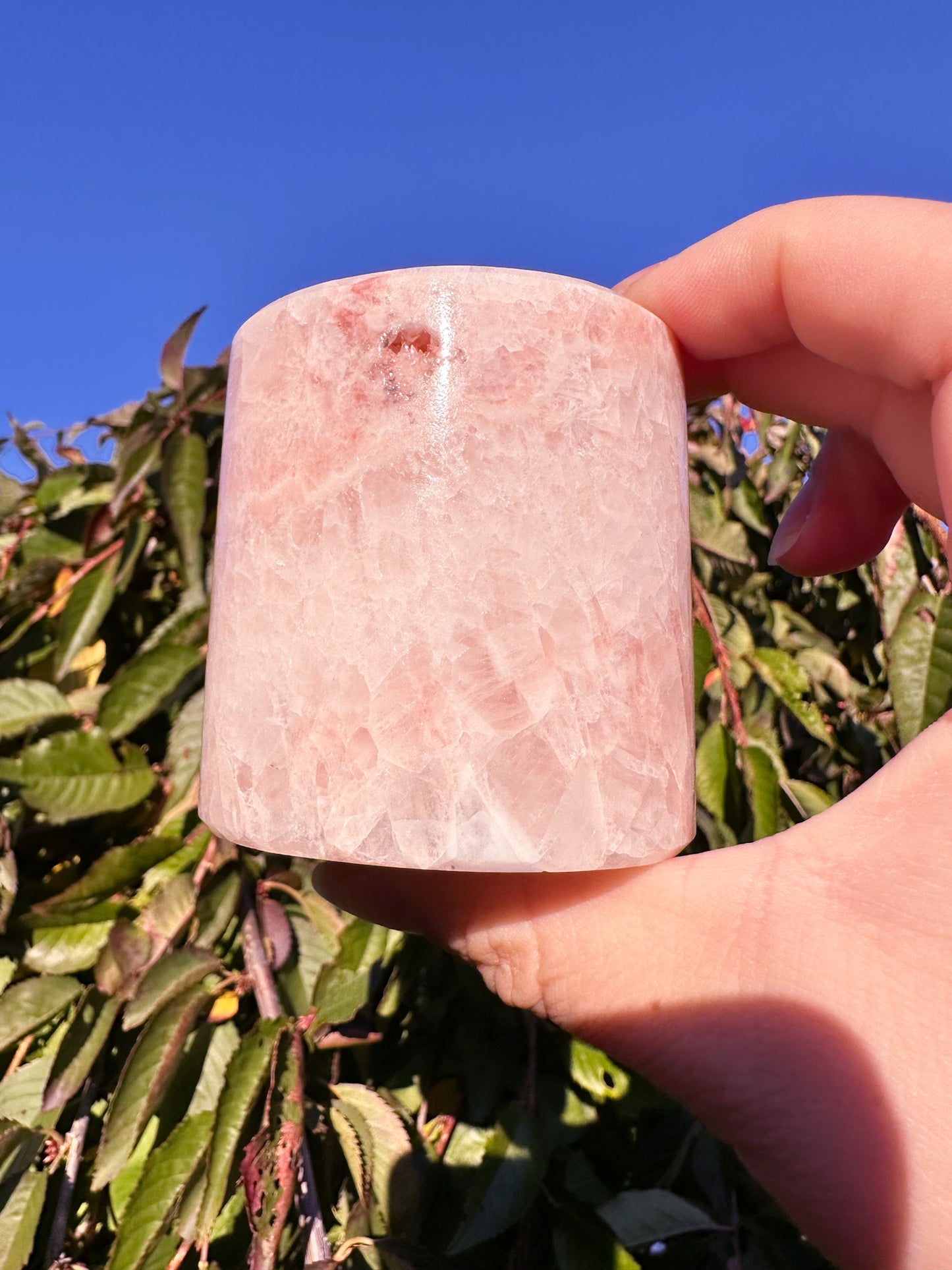 Stunning Pink Calcite Crystal Candleholder