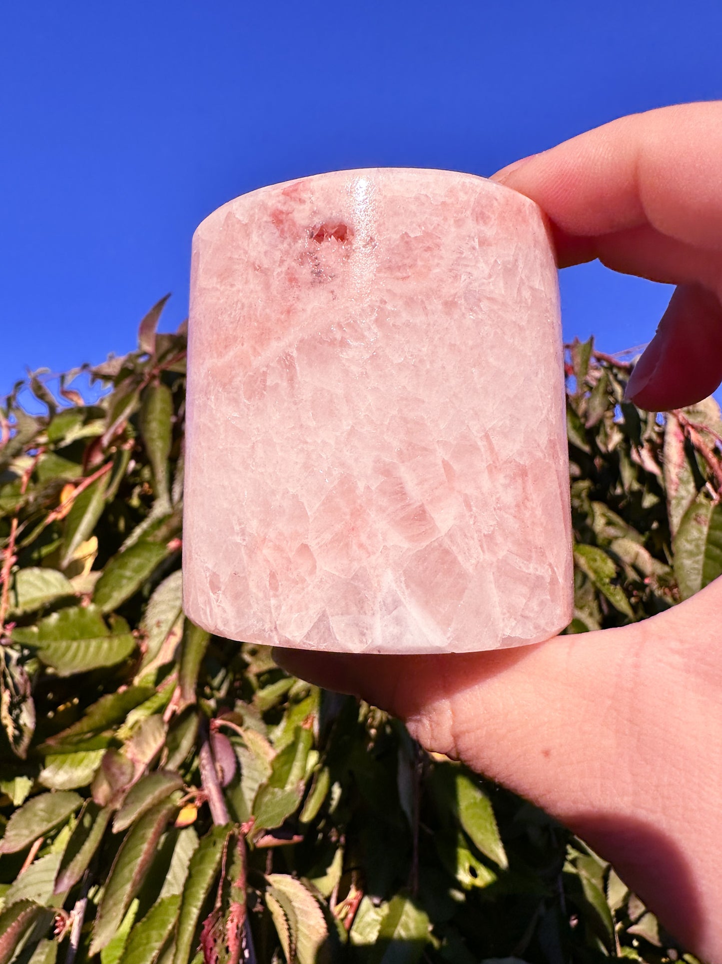 Stunning Pink Calcite Crystal Candleholder