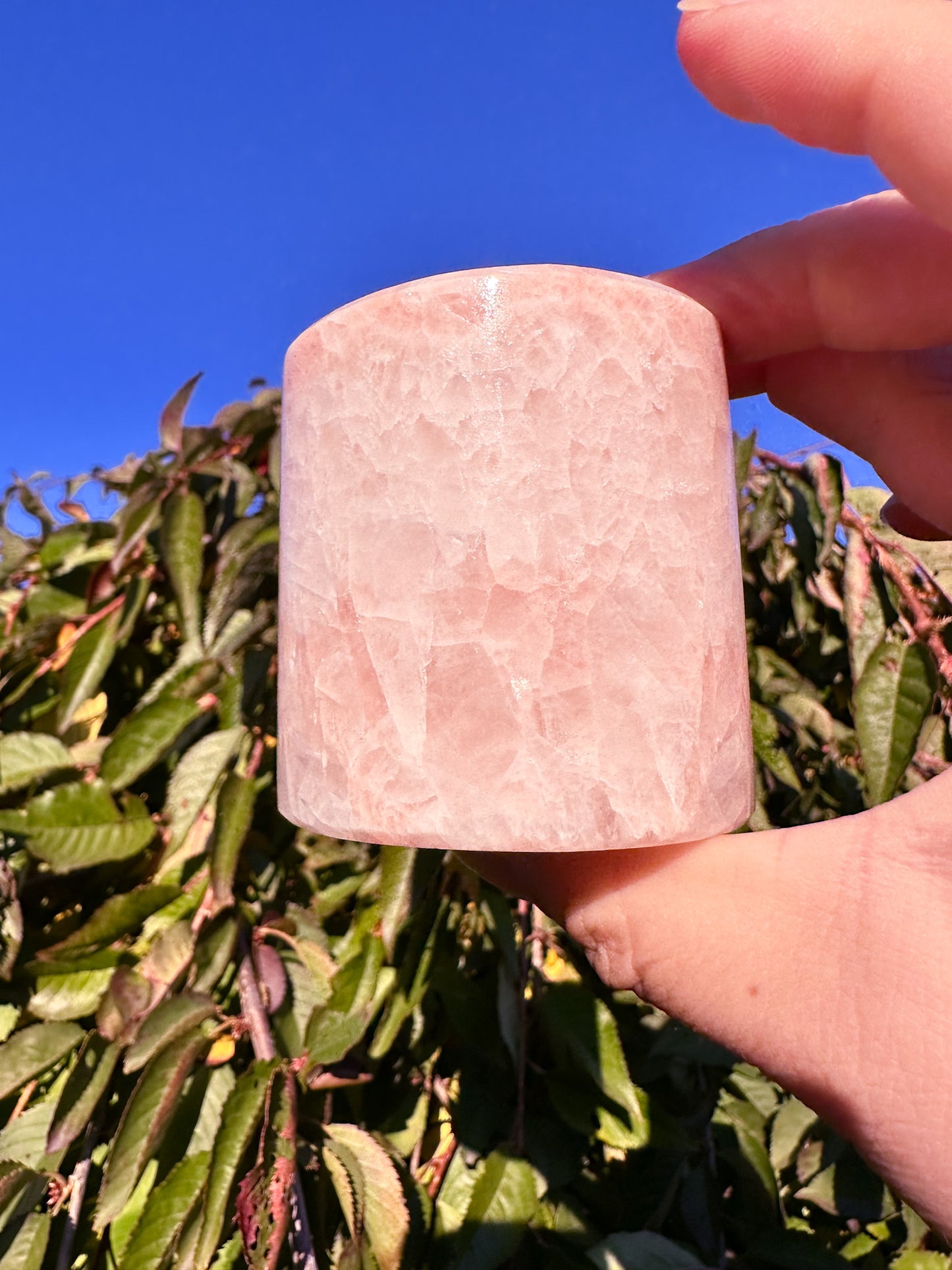 Stunning Pink Calcite Crystal Candleholder