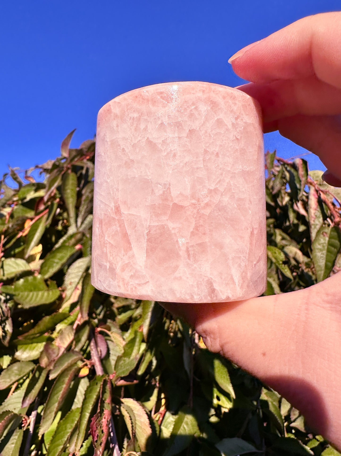 Stunning Pink Calcite Crystal Candleholder