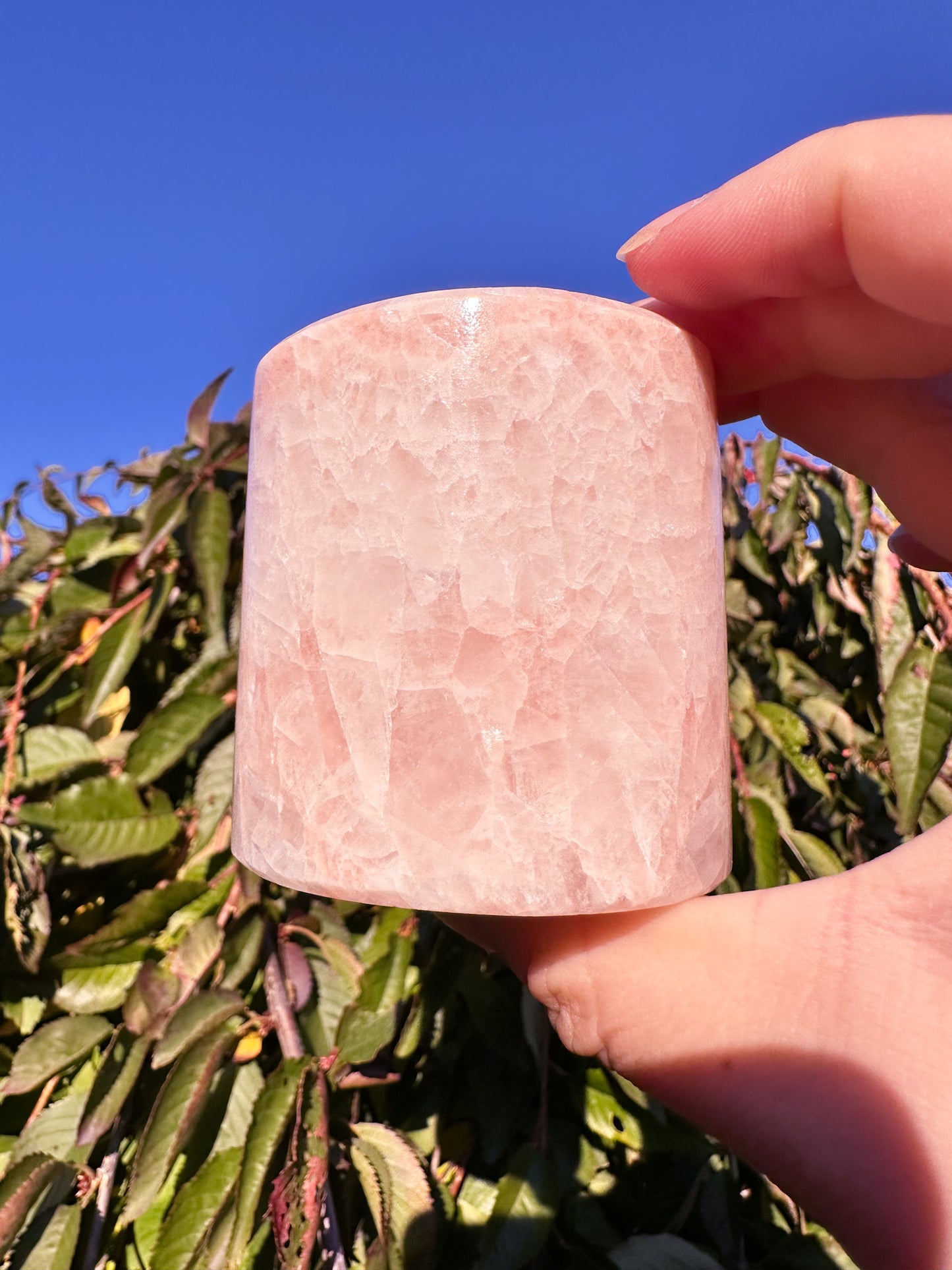 Stunning Pink Calcite Crystal Candleholder