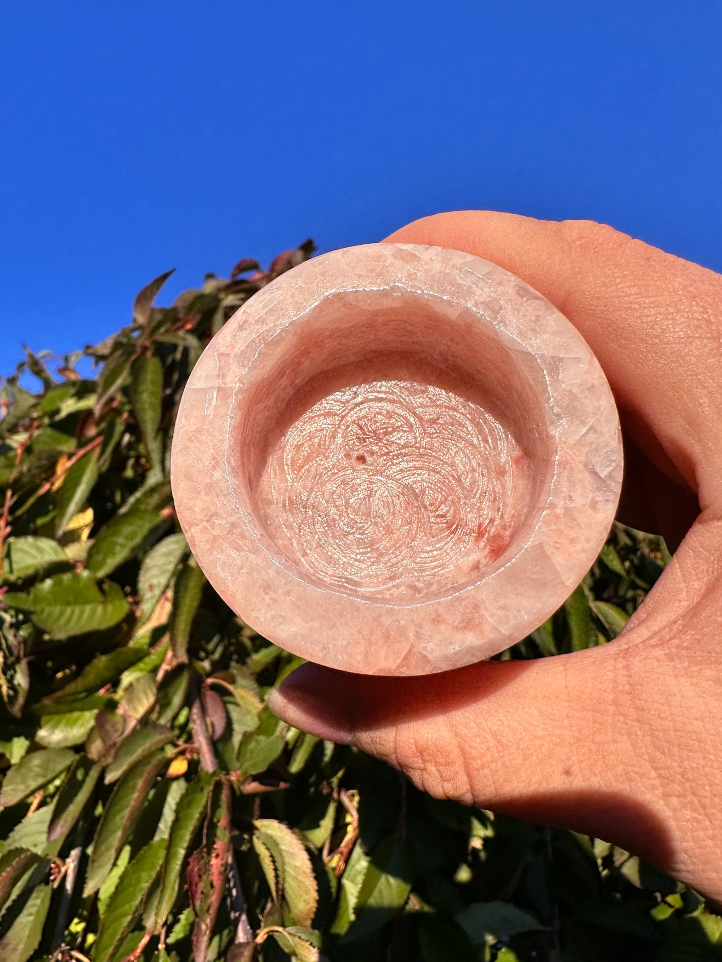 Stunning Pink Calcite Crystal Candleholder