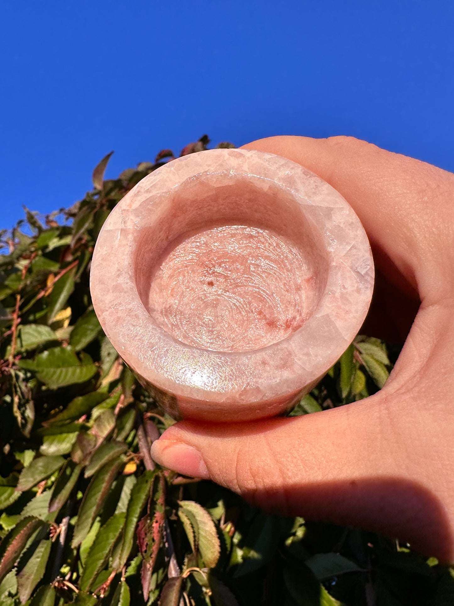 Stunning Pink Calcite Crystal Candleholder