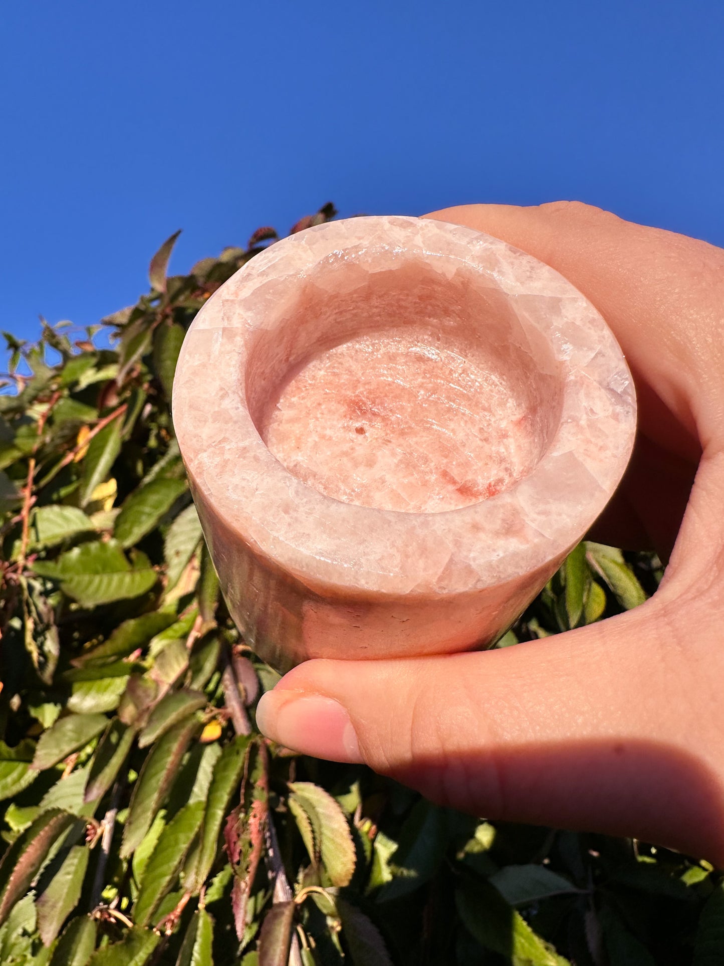 Stunning Pink Calcite Crystal Candleholder