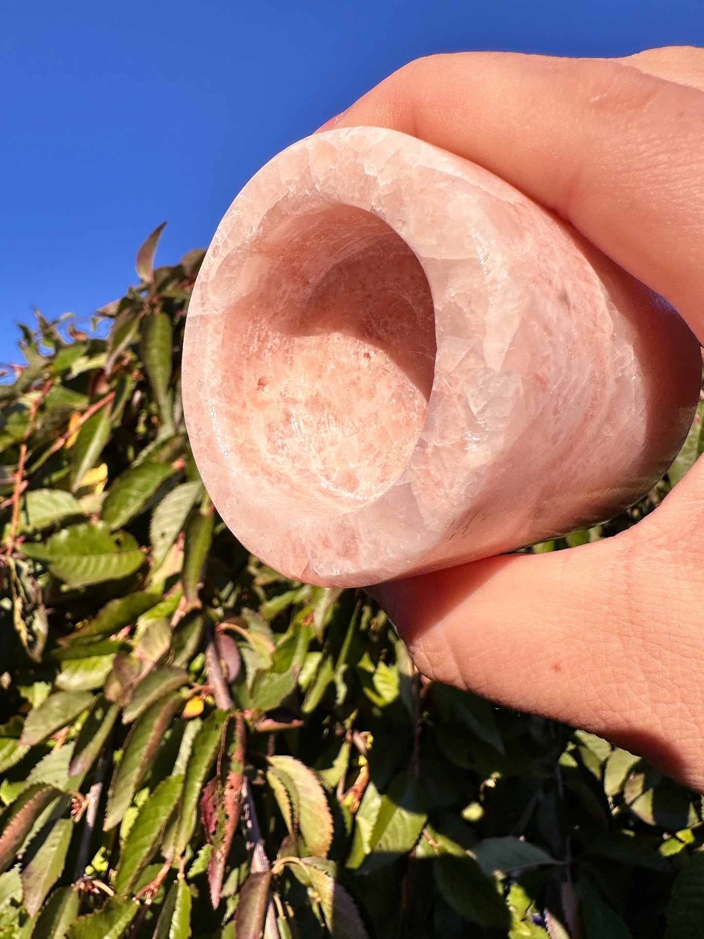 Stunning Pink Calcite Crystal Candleholder