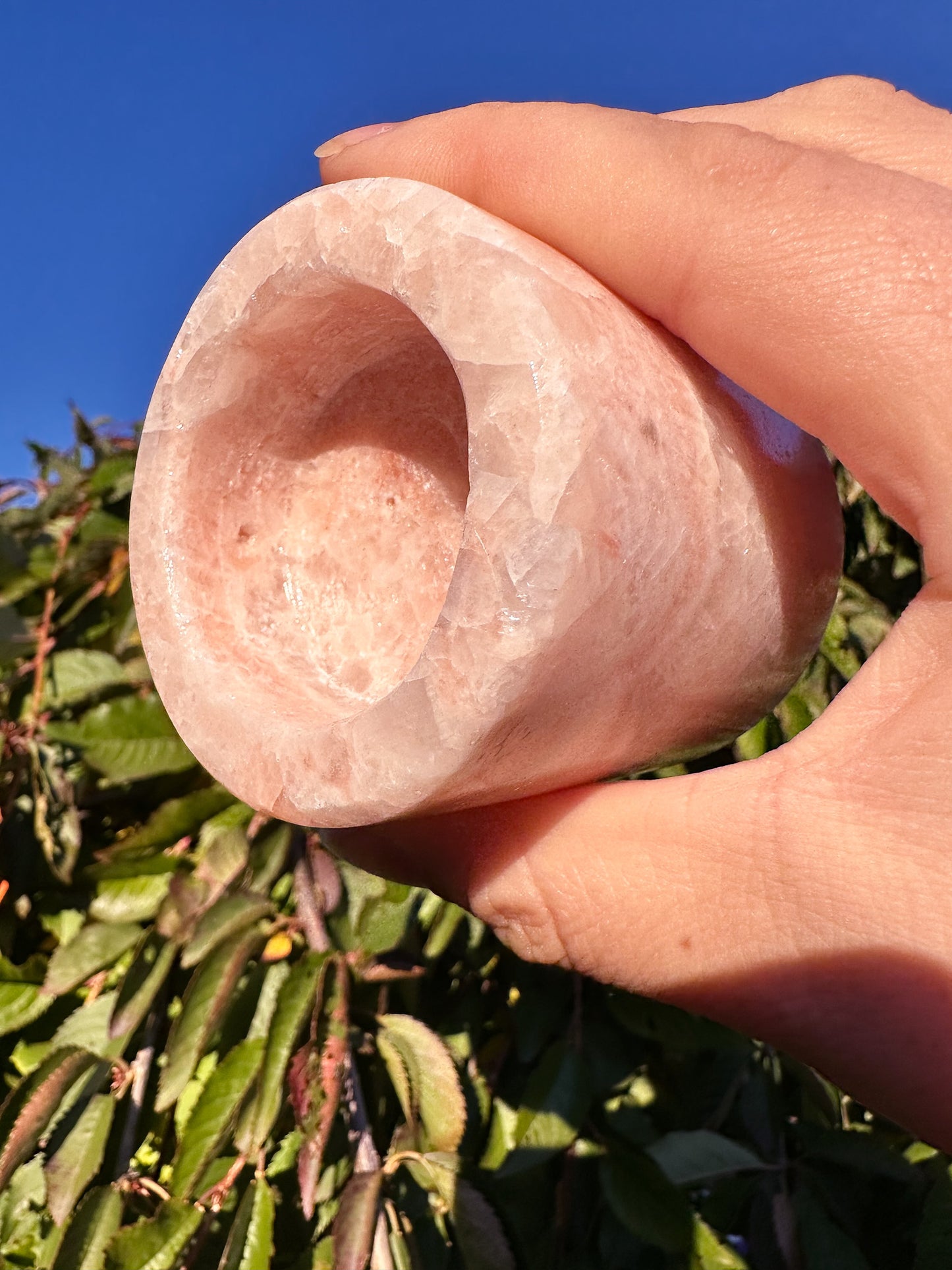 Stunning Pink Calcite Crystal Candleholder